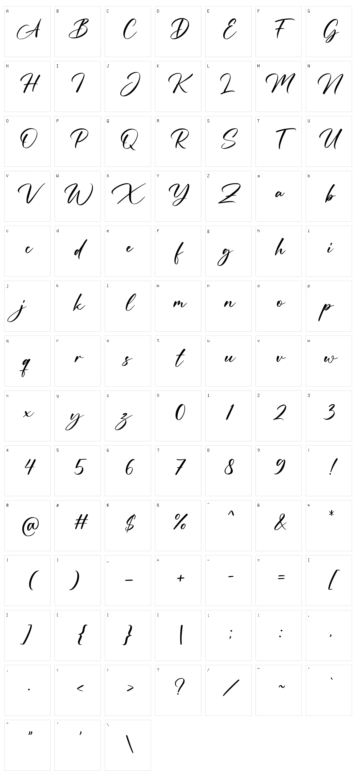 Massillo Character Set