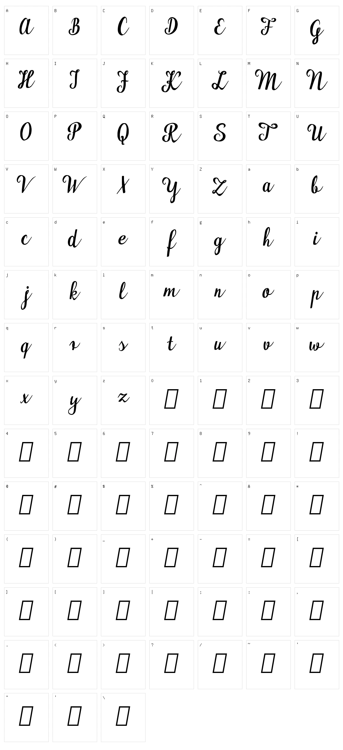 Maudlyn Character Set