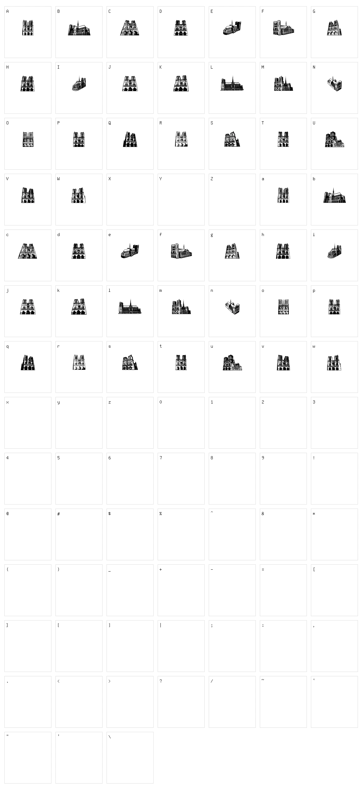 Notre Dame Character Set