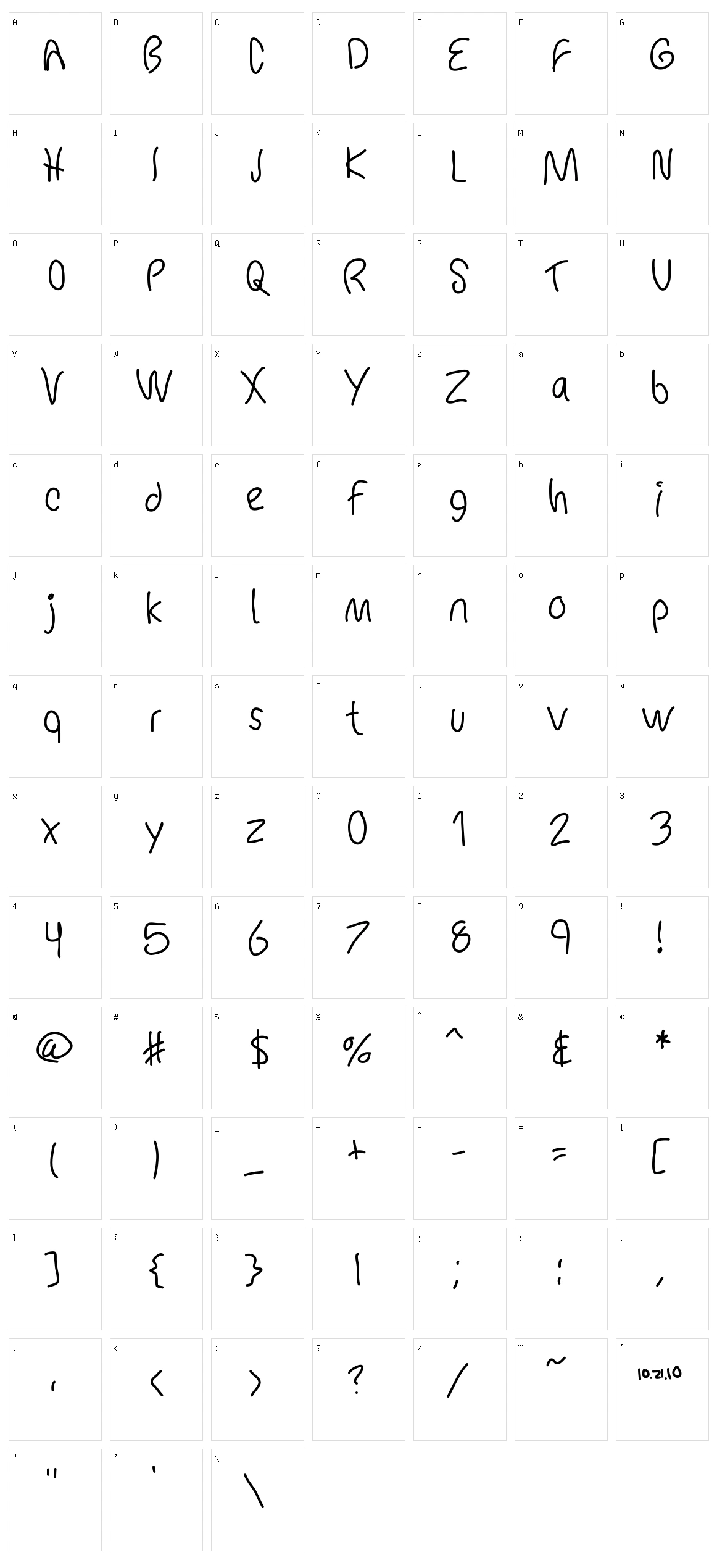 MB Chicken Scratch Character Set