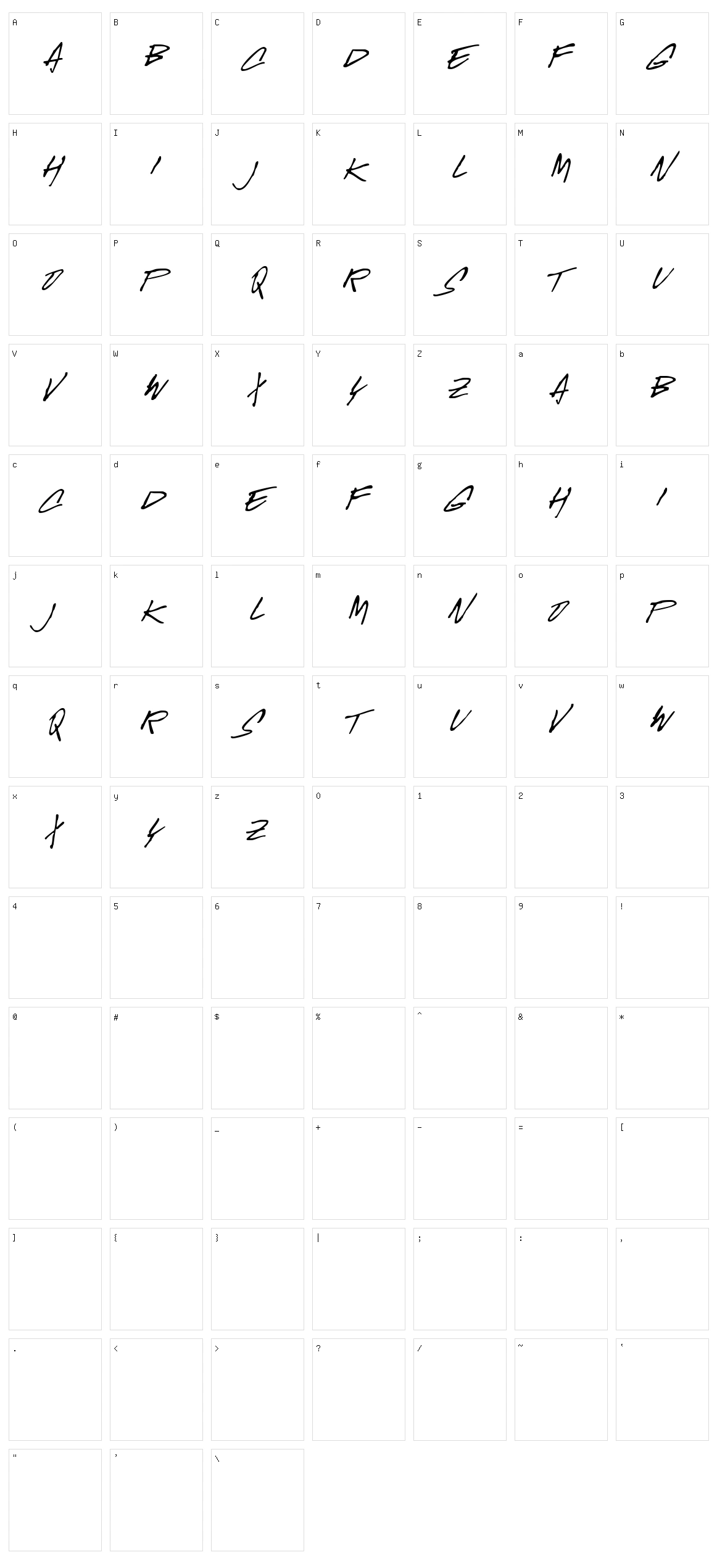 McGurr Script Character Set