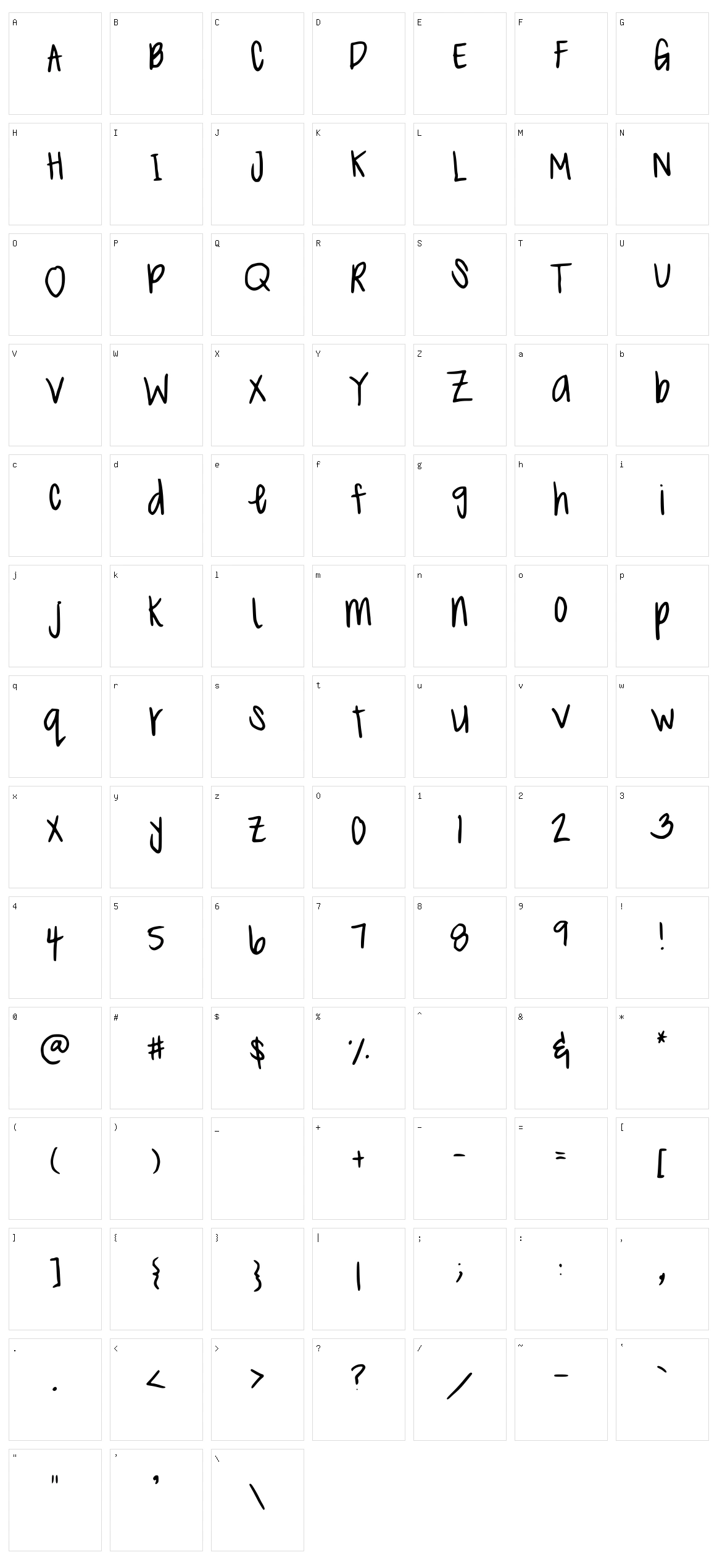 Megan Hand Character Set