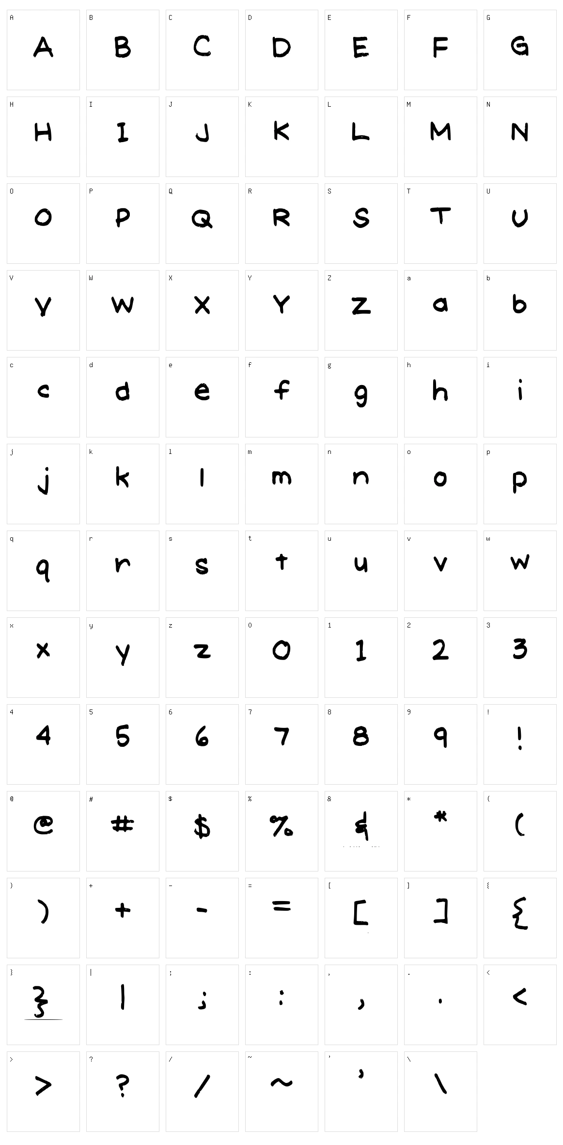 Meghans Font Character Set
