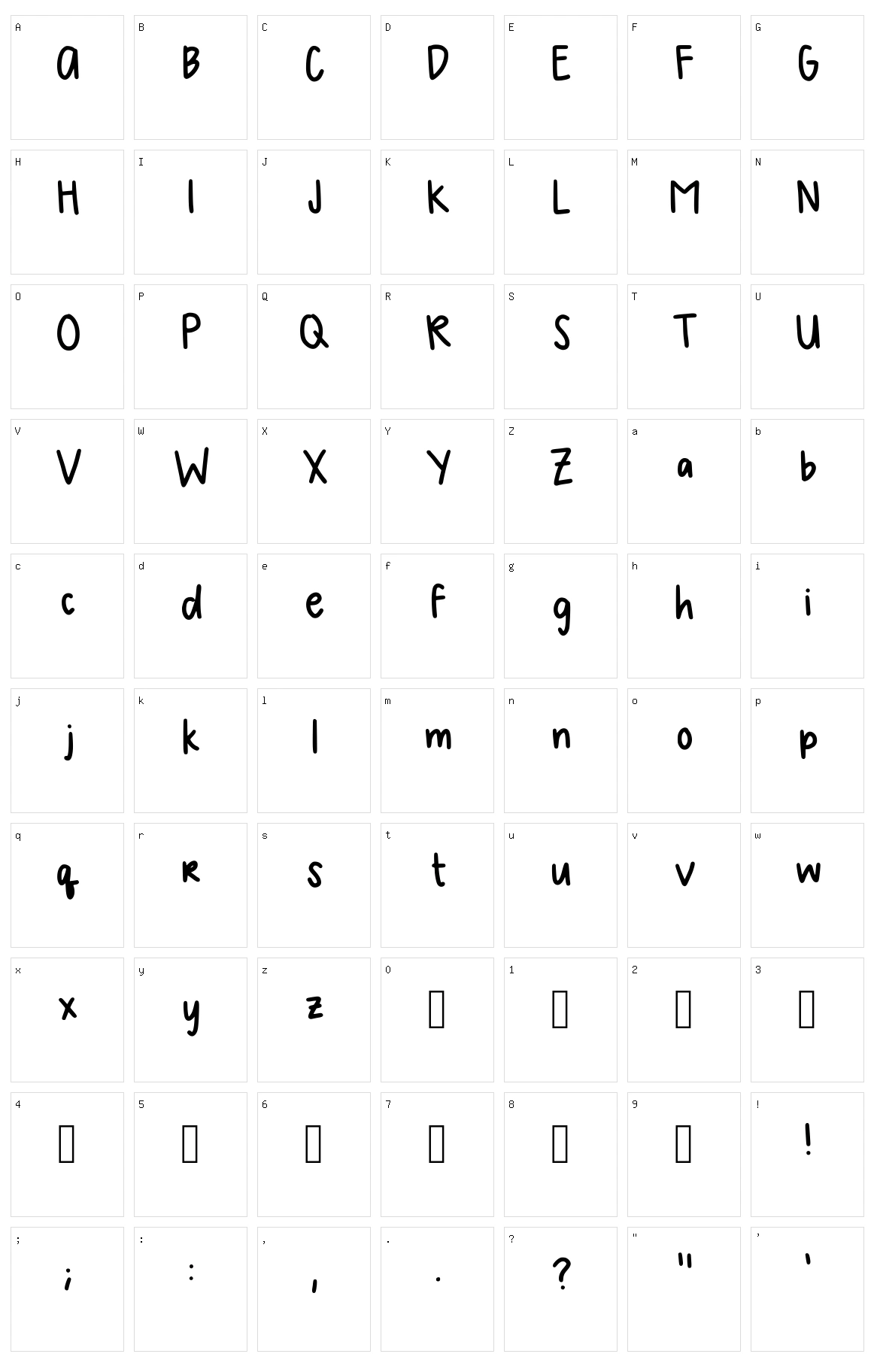 Mel Handwriting II Character Set