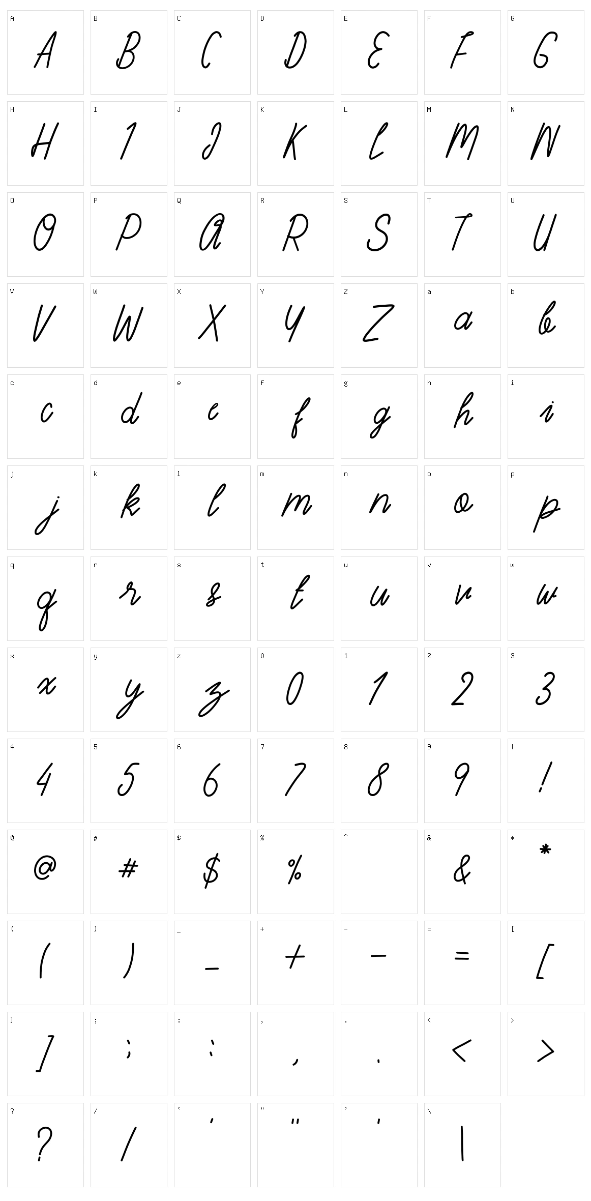 Melamun Character Set