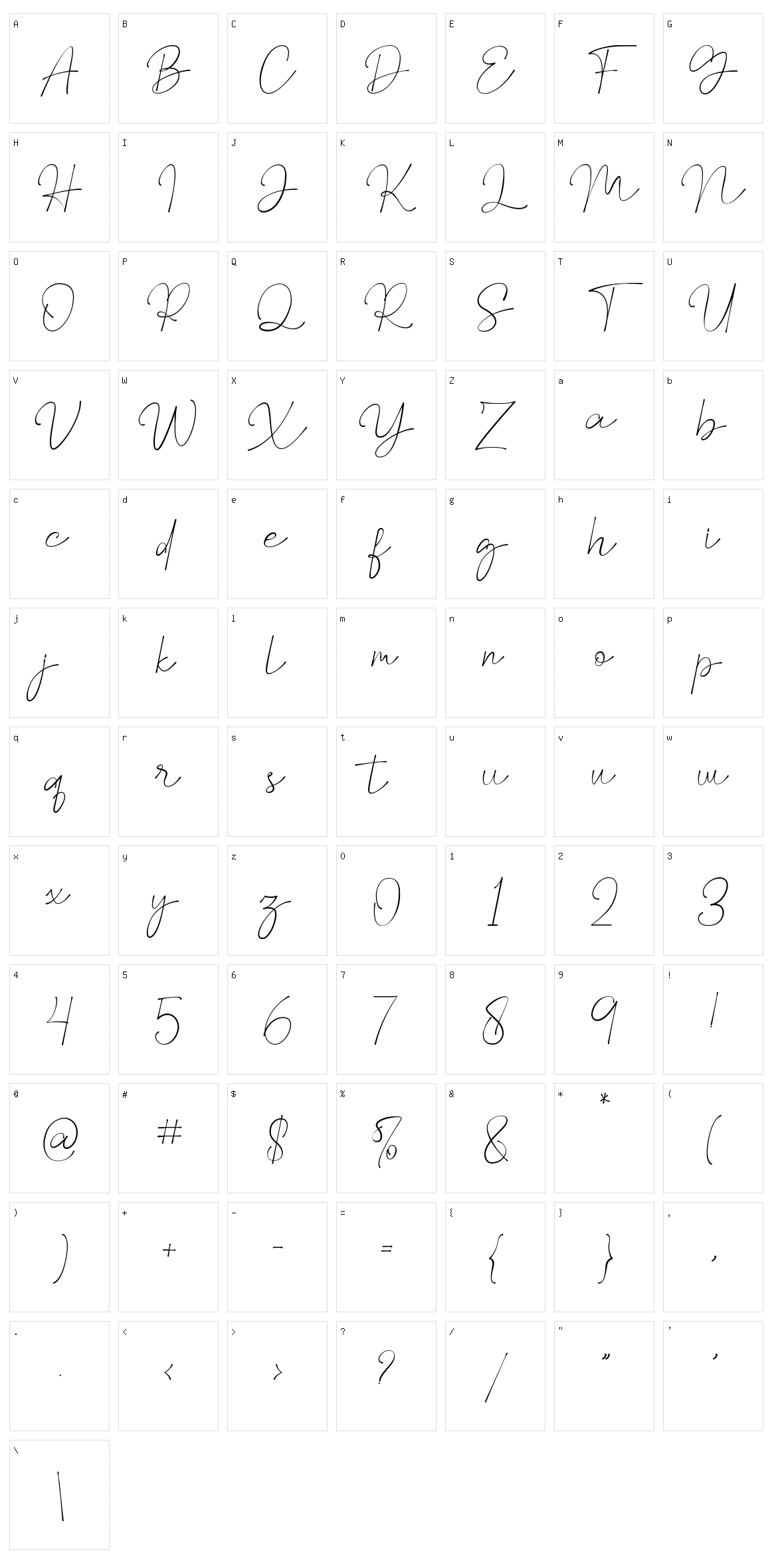 Melliora Character Set