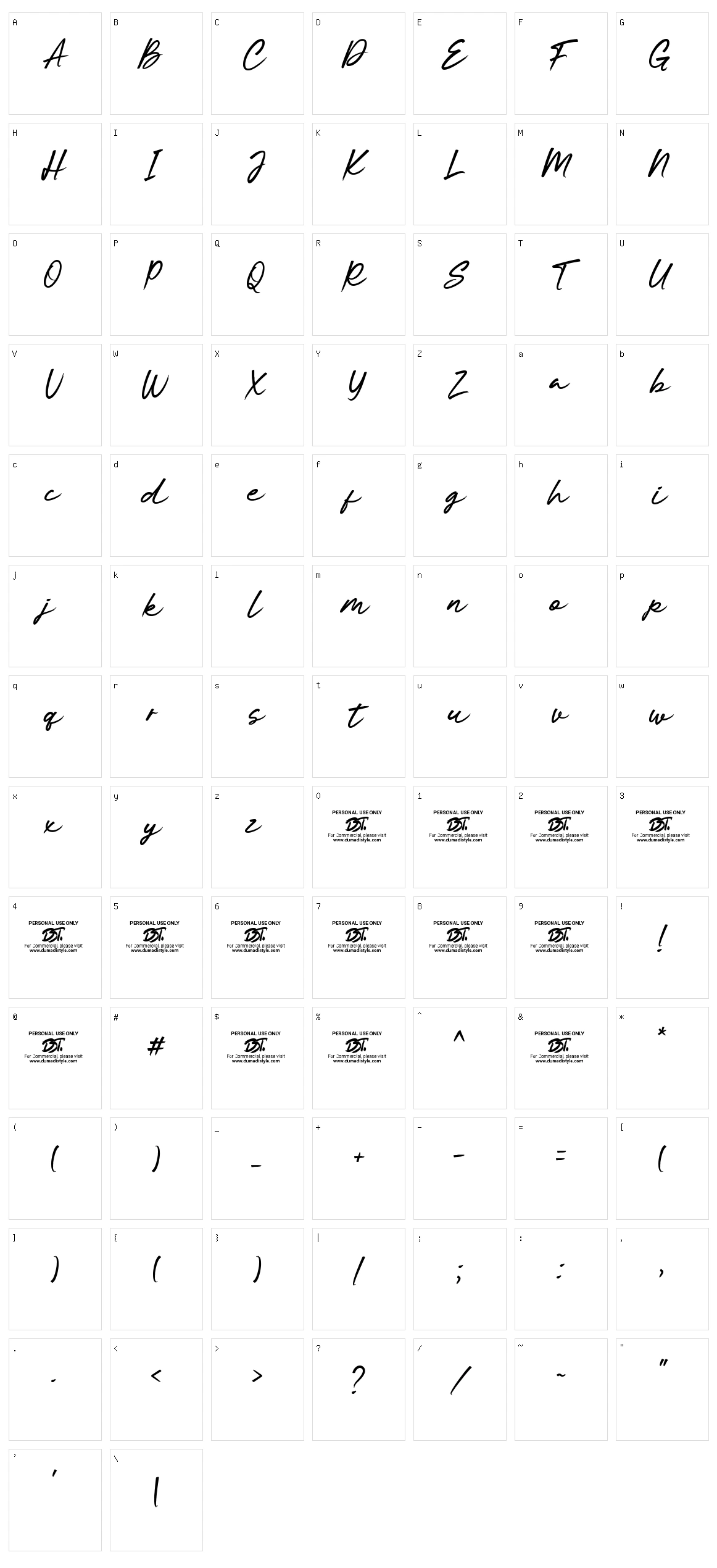 Memoriale Character Set