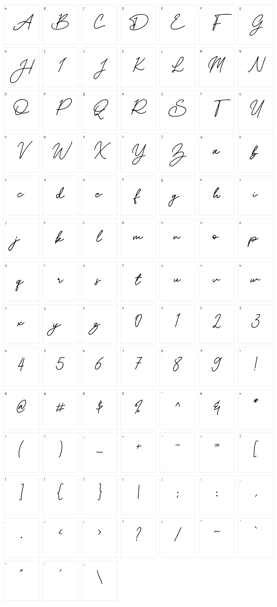 Mereoleona Script Character Set