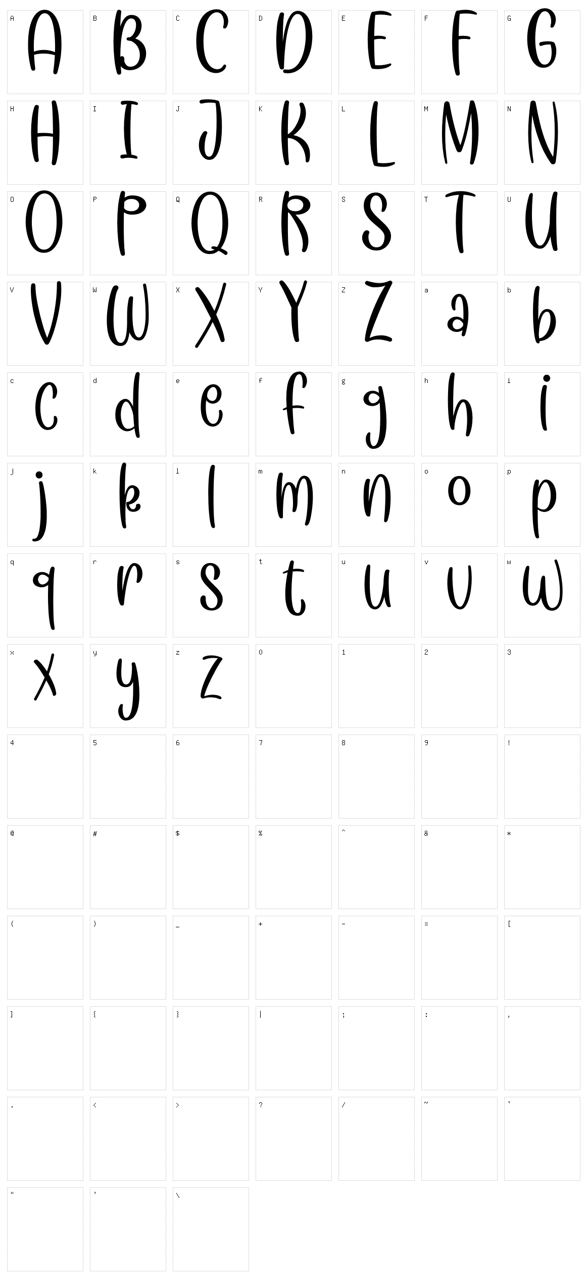 Meringue Character Set