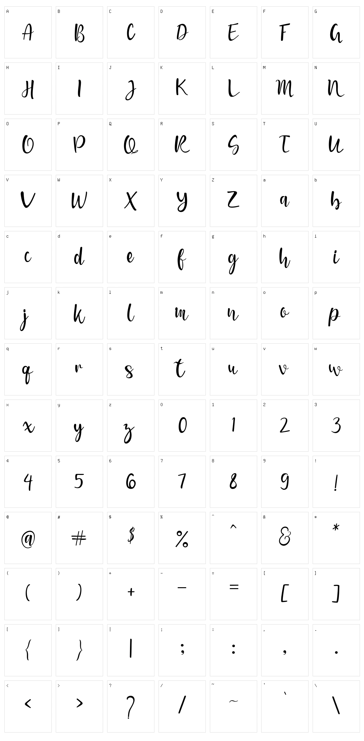 Meryana Character Set