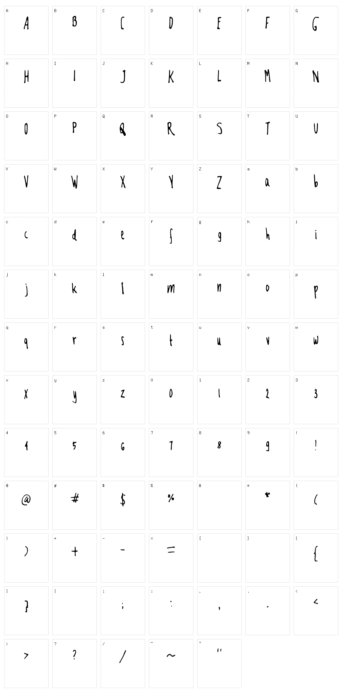 Mfooont Character Set