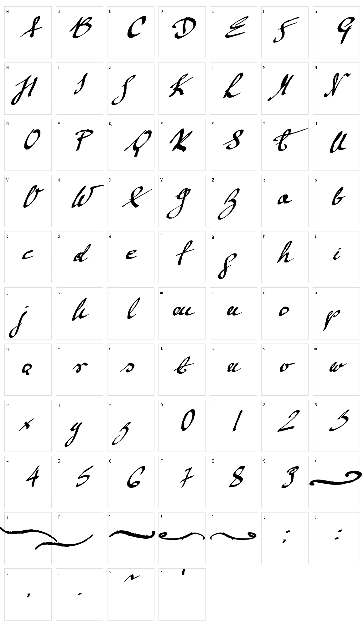 Mickey Script Character Set