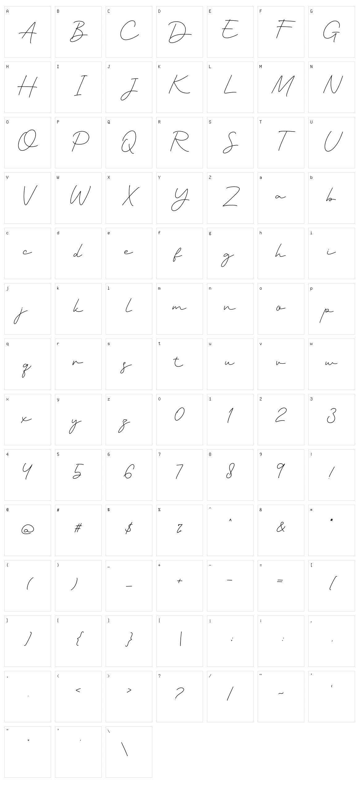 Mischella Character Set