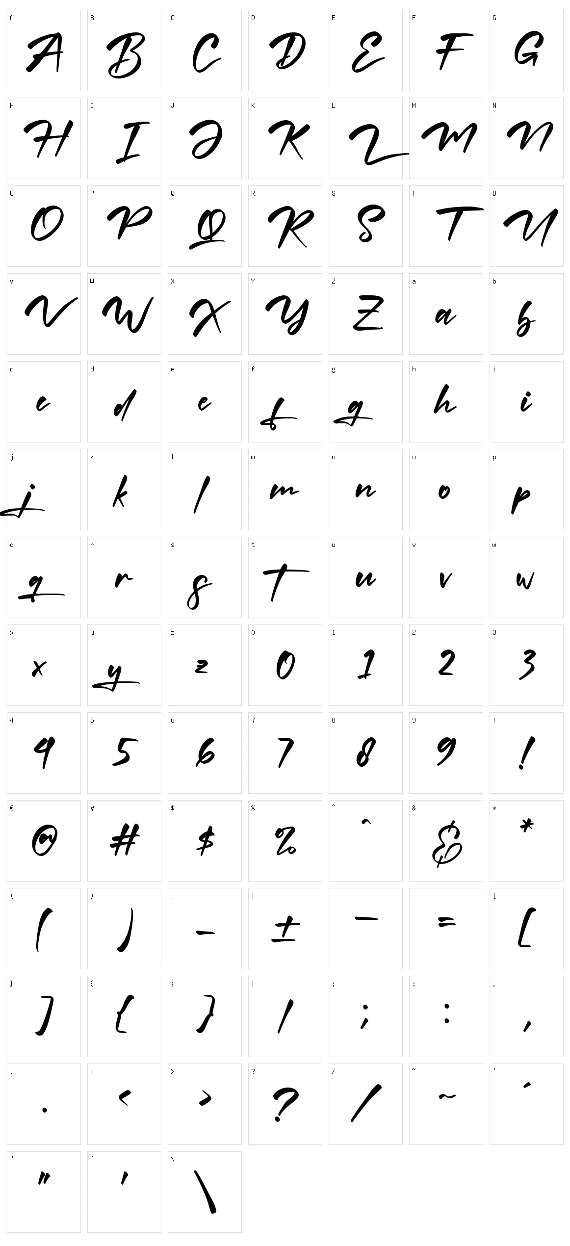 Miss Gymick Character Set