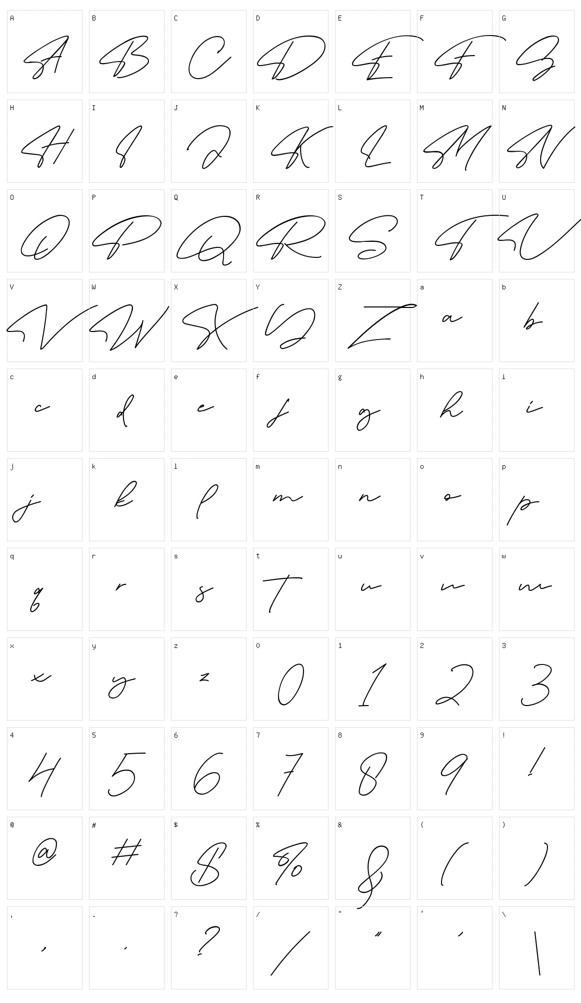 Missella Character Set