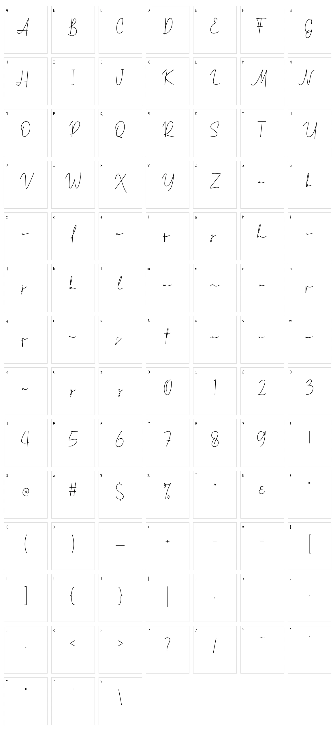 Mitchell Signature Character Set