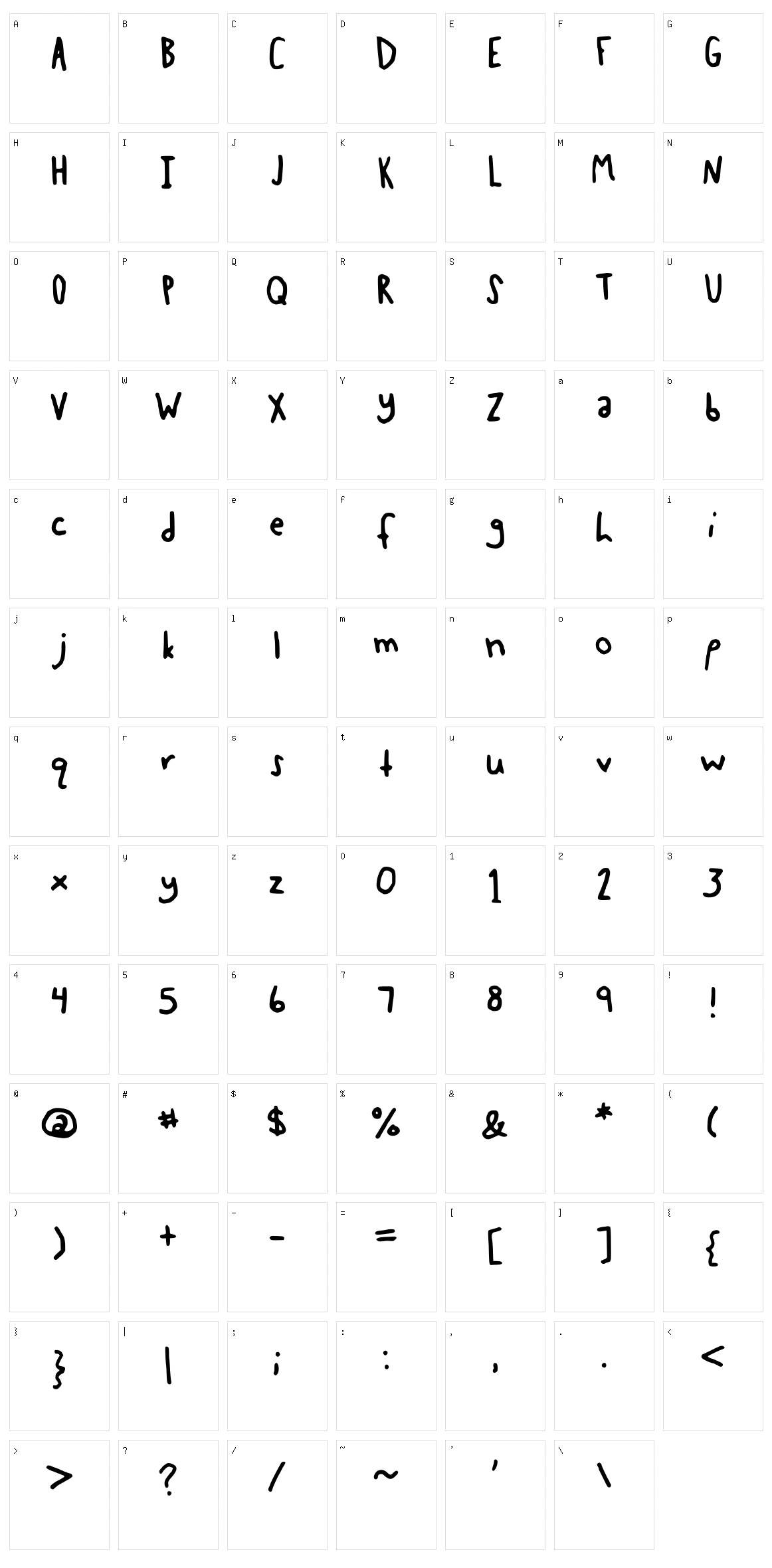 Molly Wolly Character Set