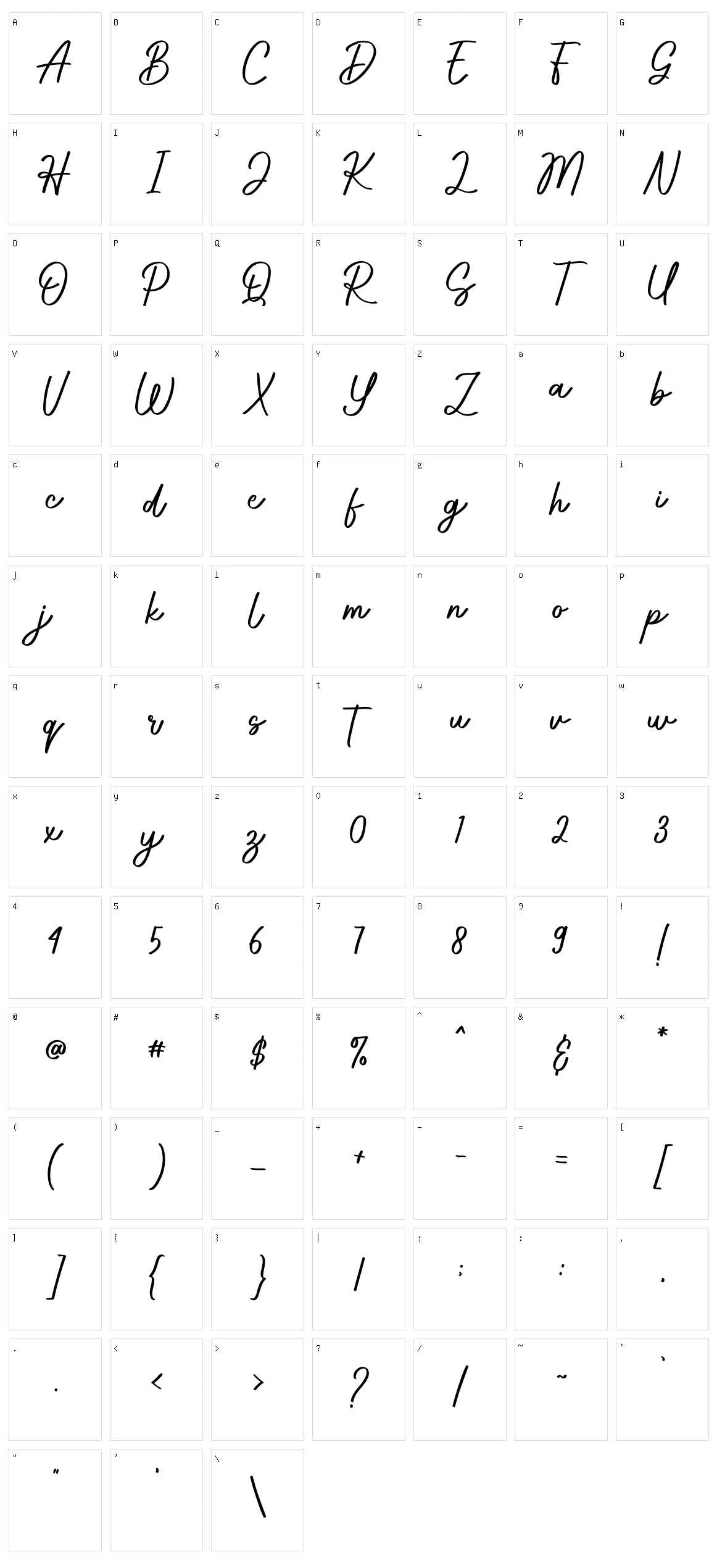 Monalisa Character Set