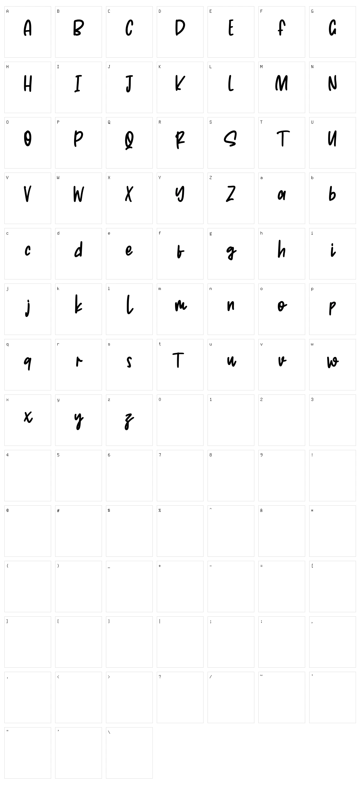 Monolise Character Set