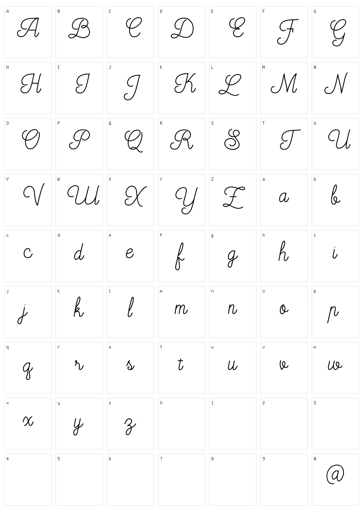 Mooglonk Character Set