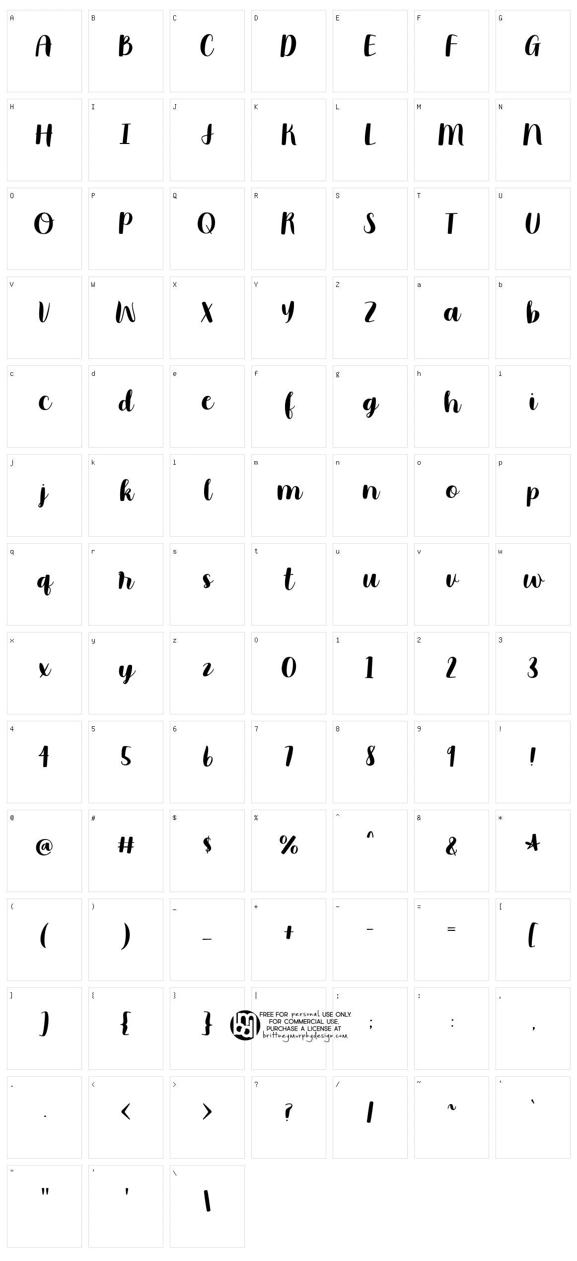 Moonbright Character Set