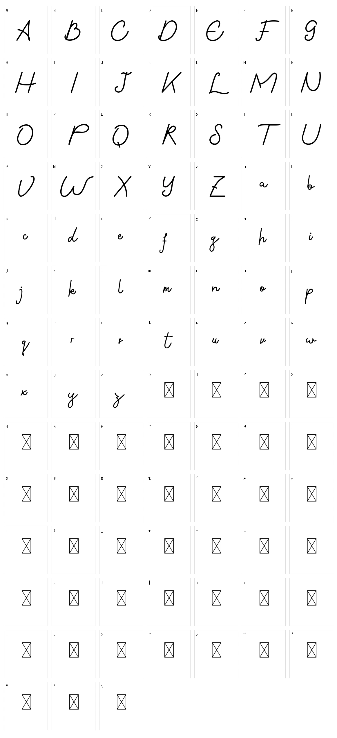 Morachinno Character Set