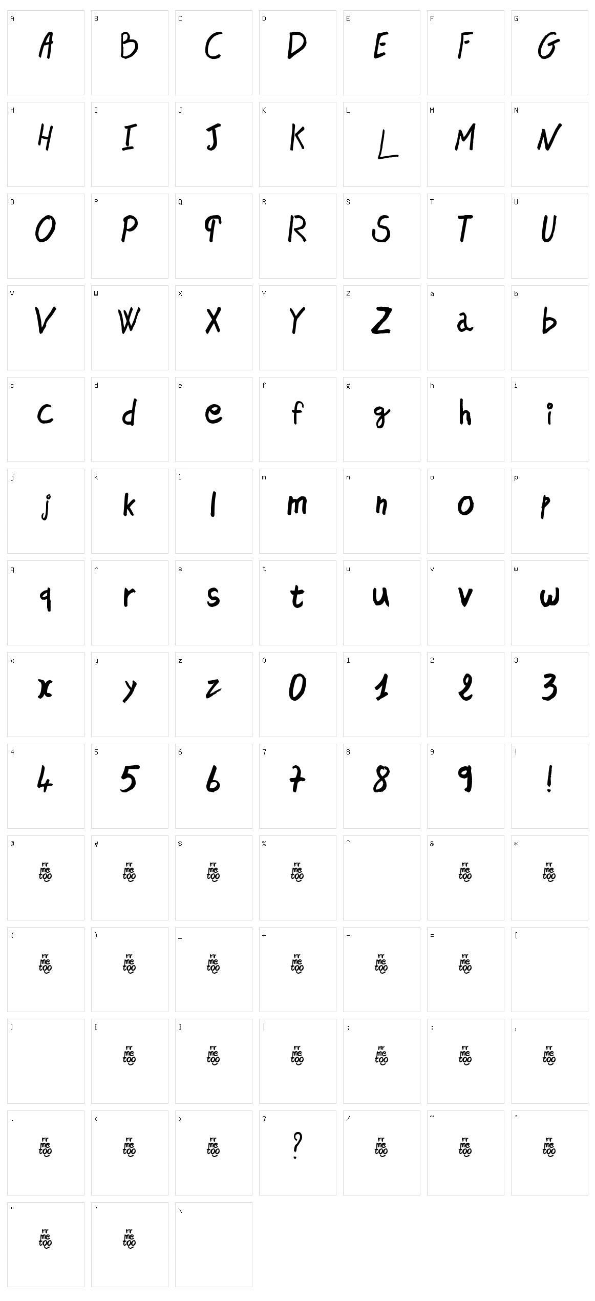 Mr Me Too Character Set