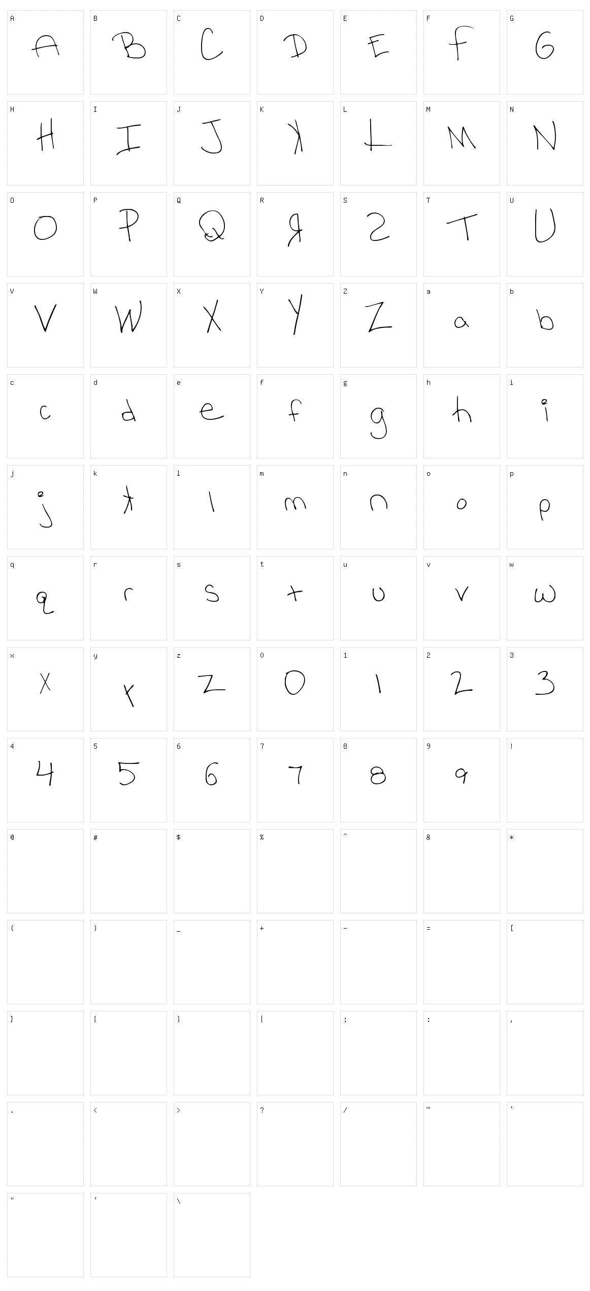 MTF Rhesa Character Set