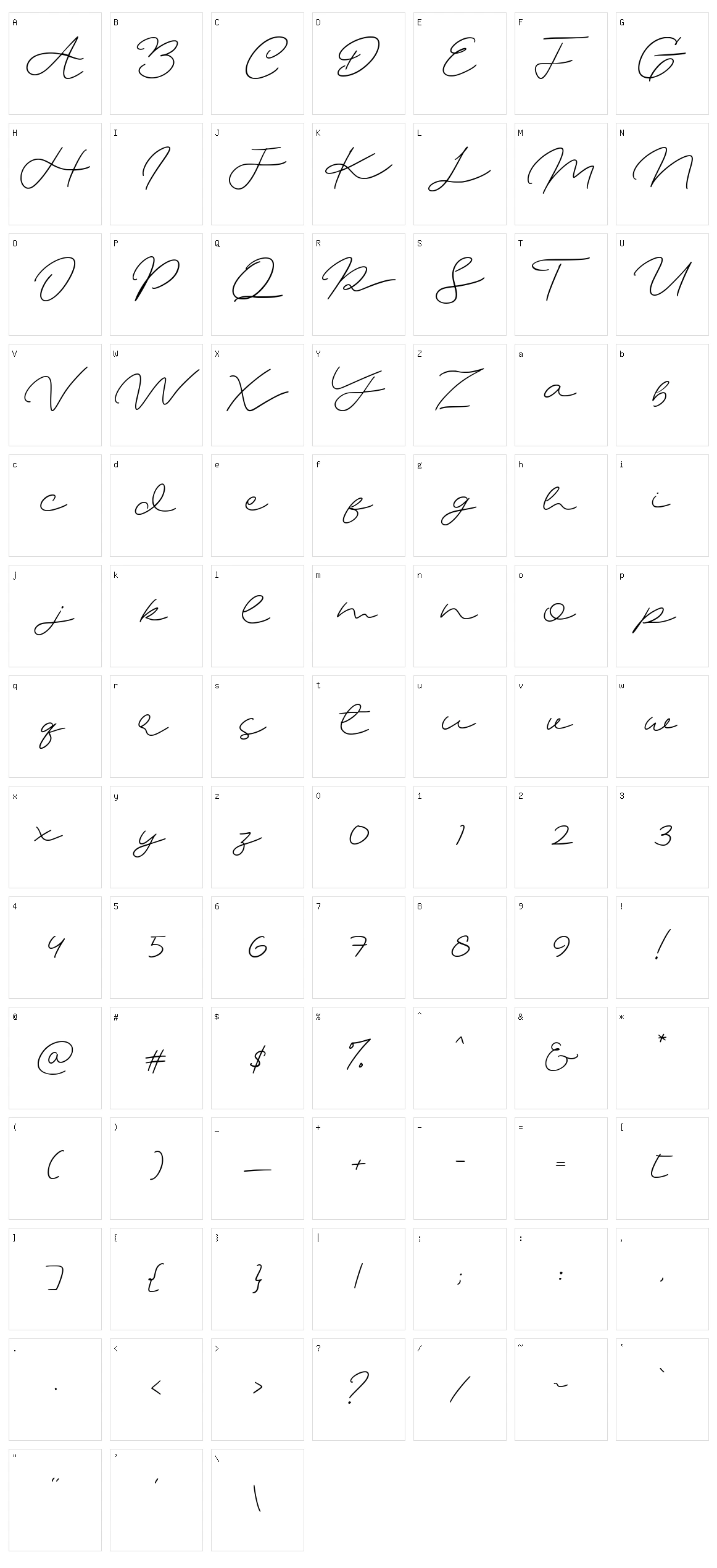 Mustine Character Set