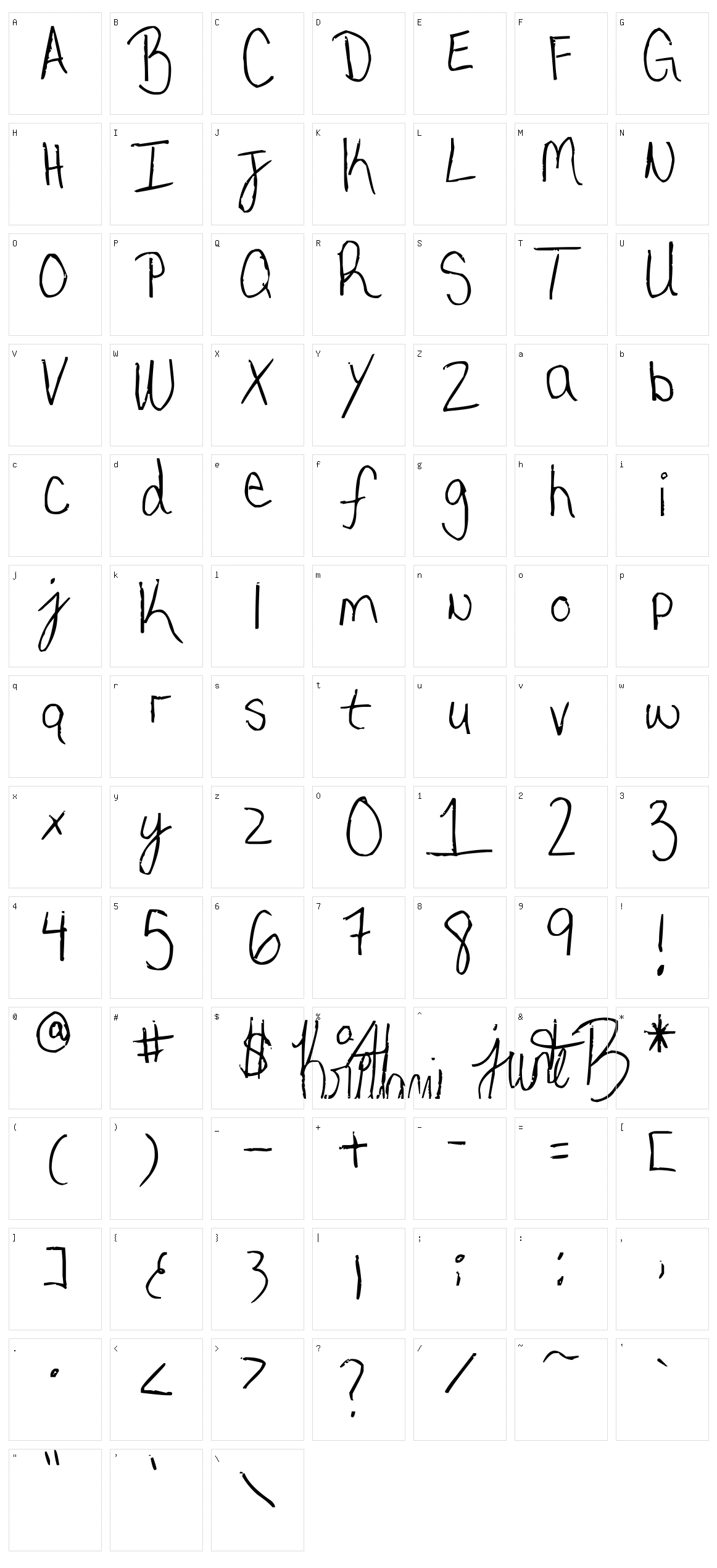 My very own handwriting Character Set
