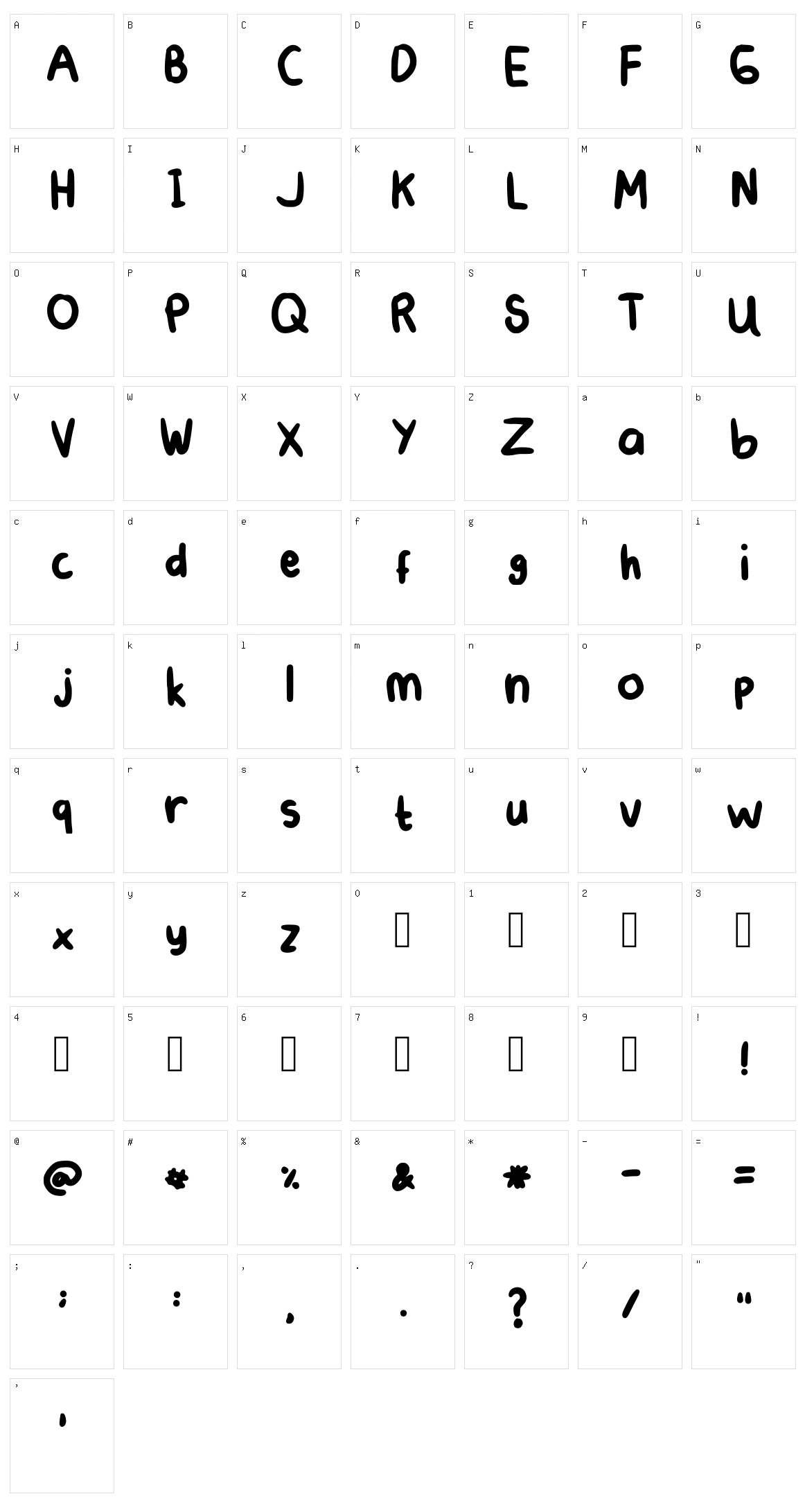 Mynana Character Set