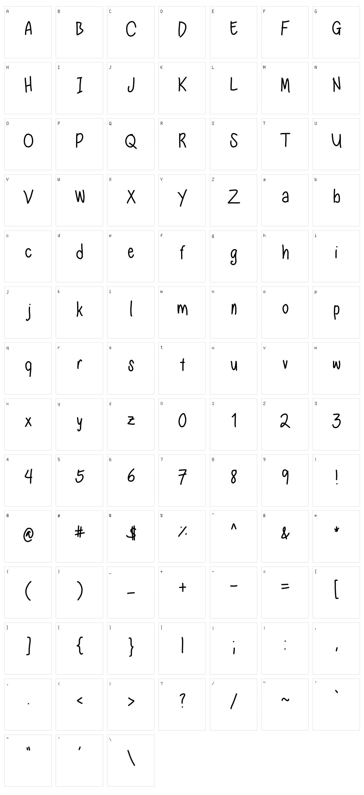 Nadezna's Handwritting Character Set
