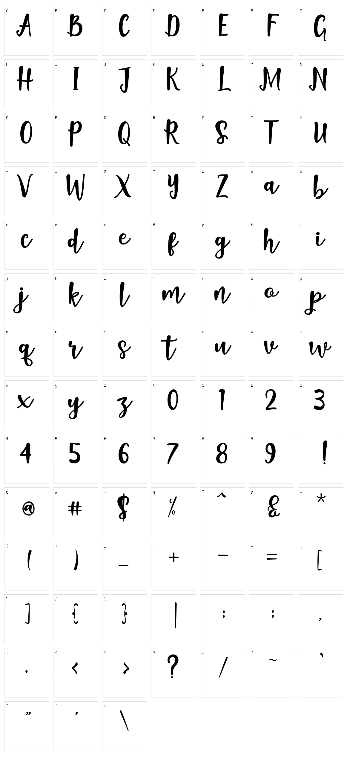 Naishila Dancing Script Character Set