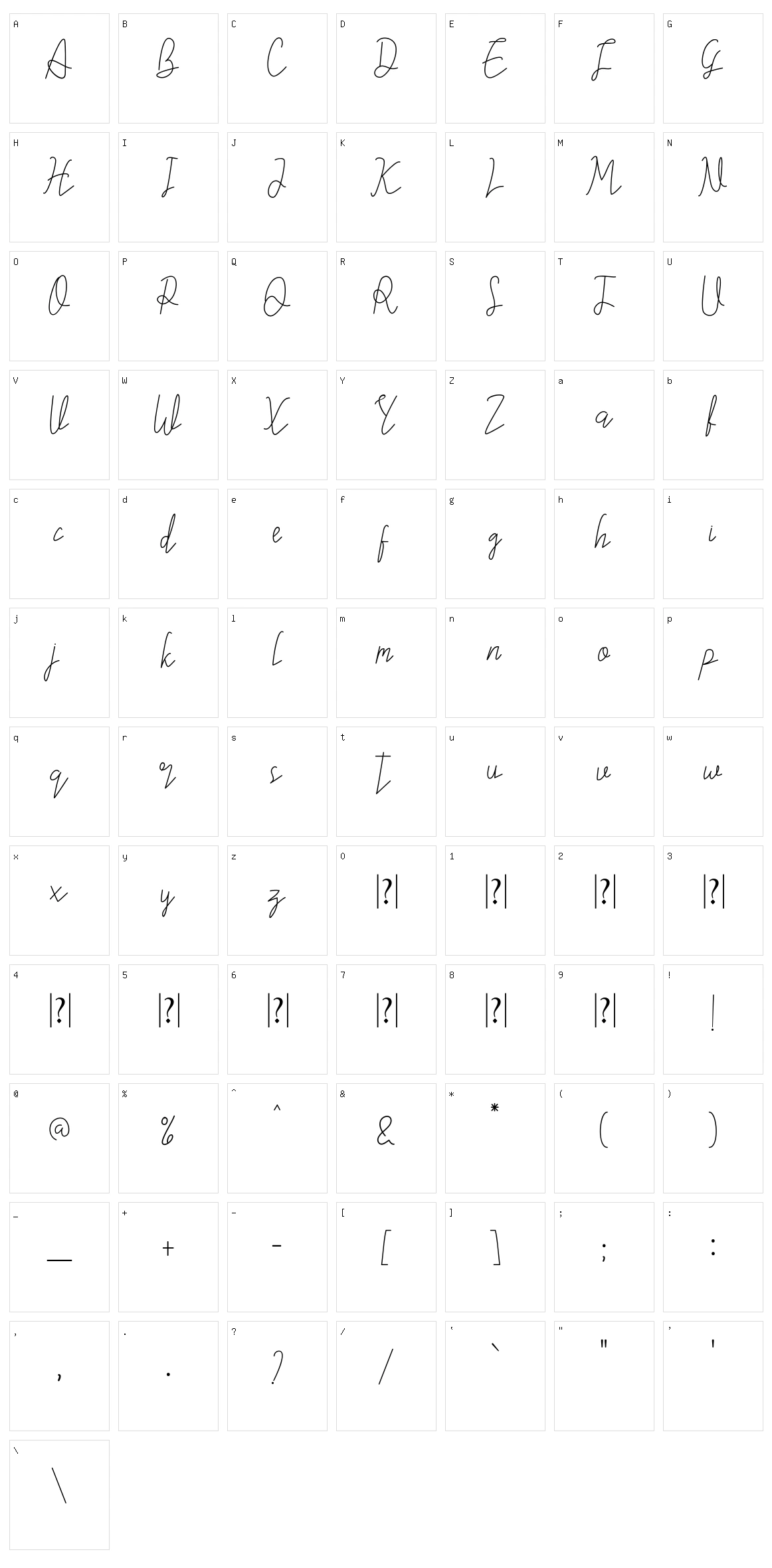 Nartalia Character Set