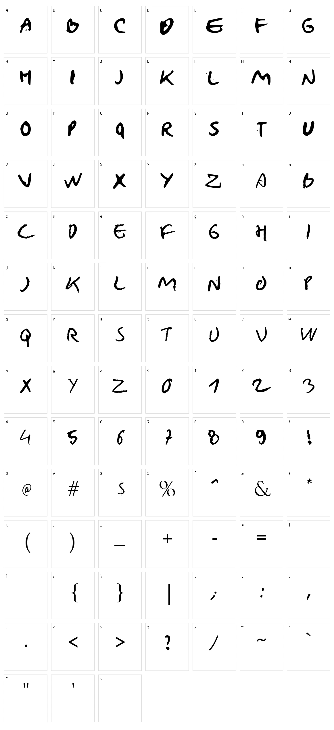 Natural Writing Character Set