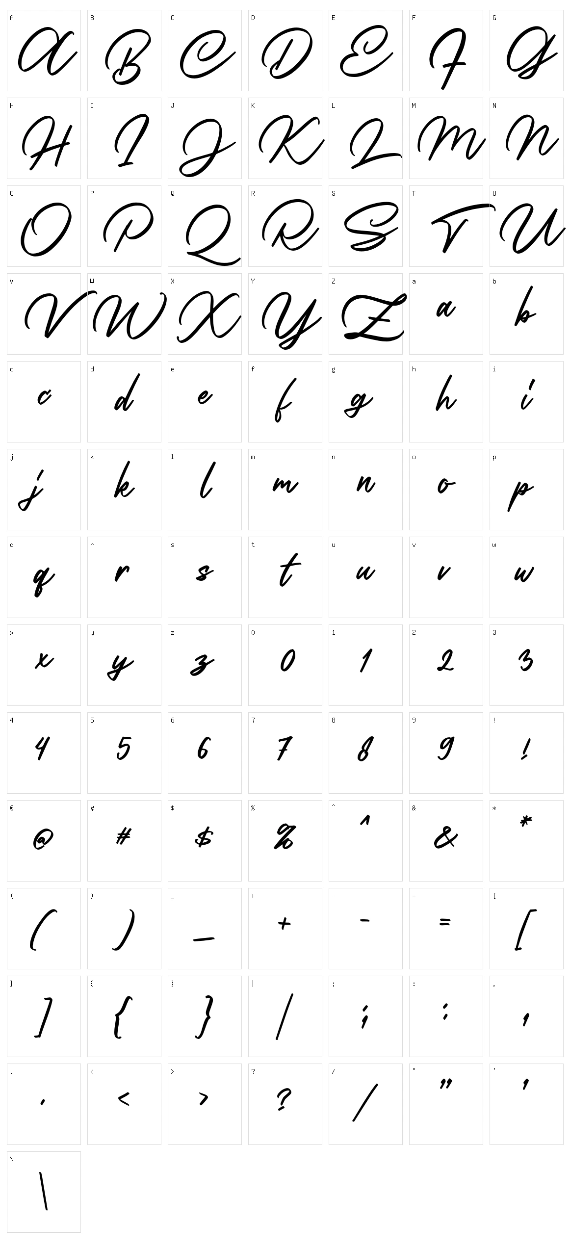 Nedilan Script Character Set