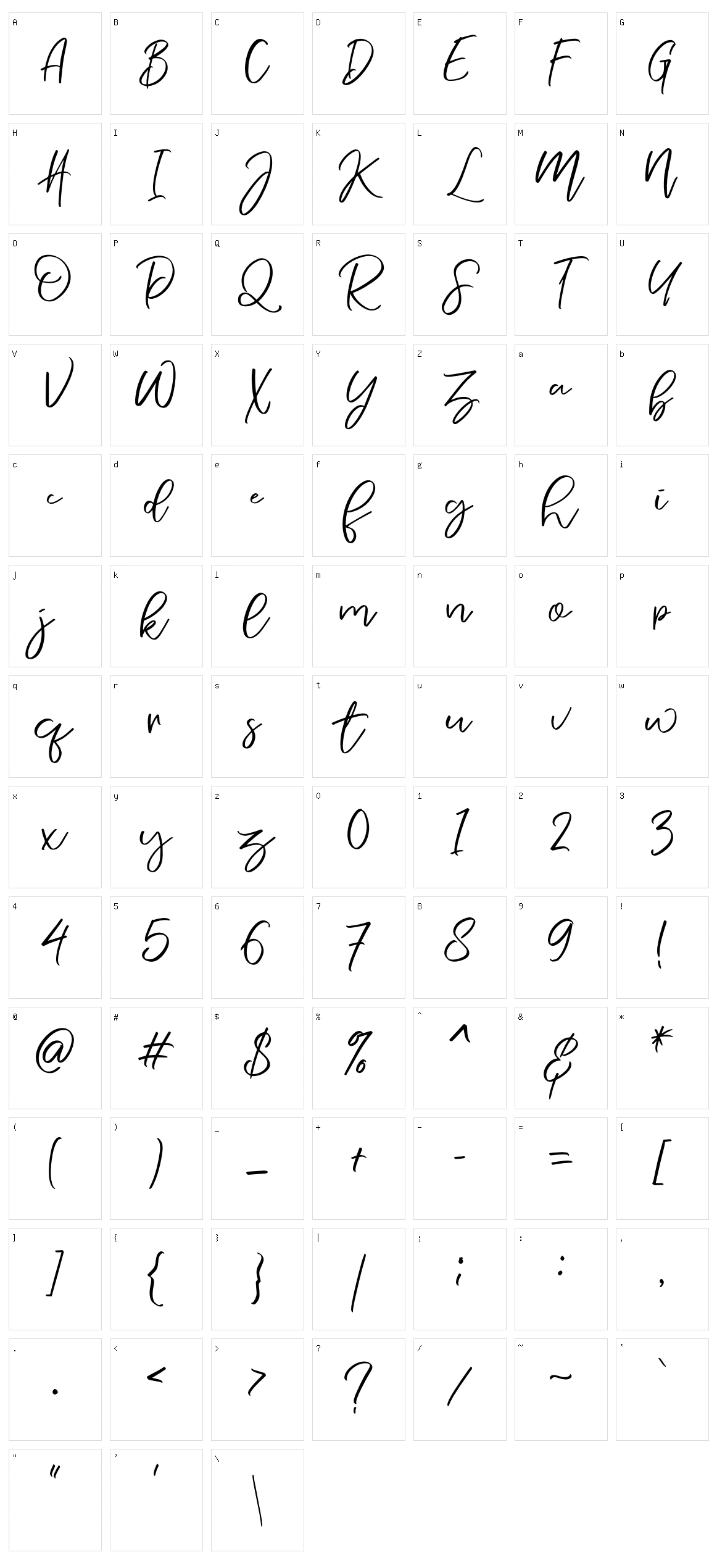 Nermola Script Character Set