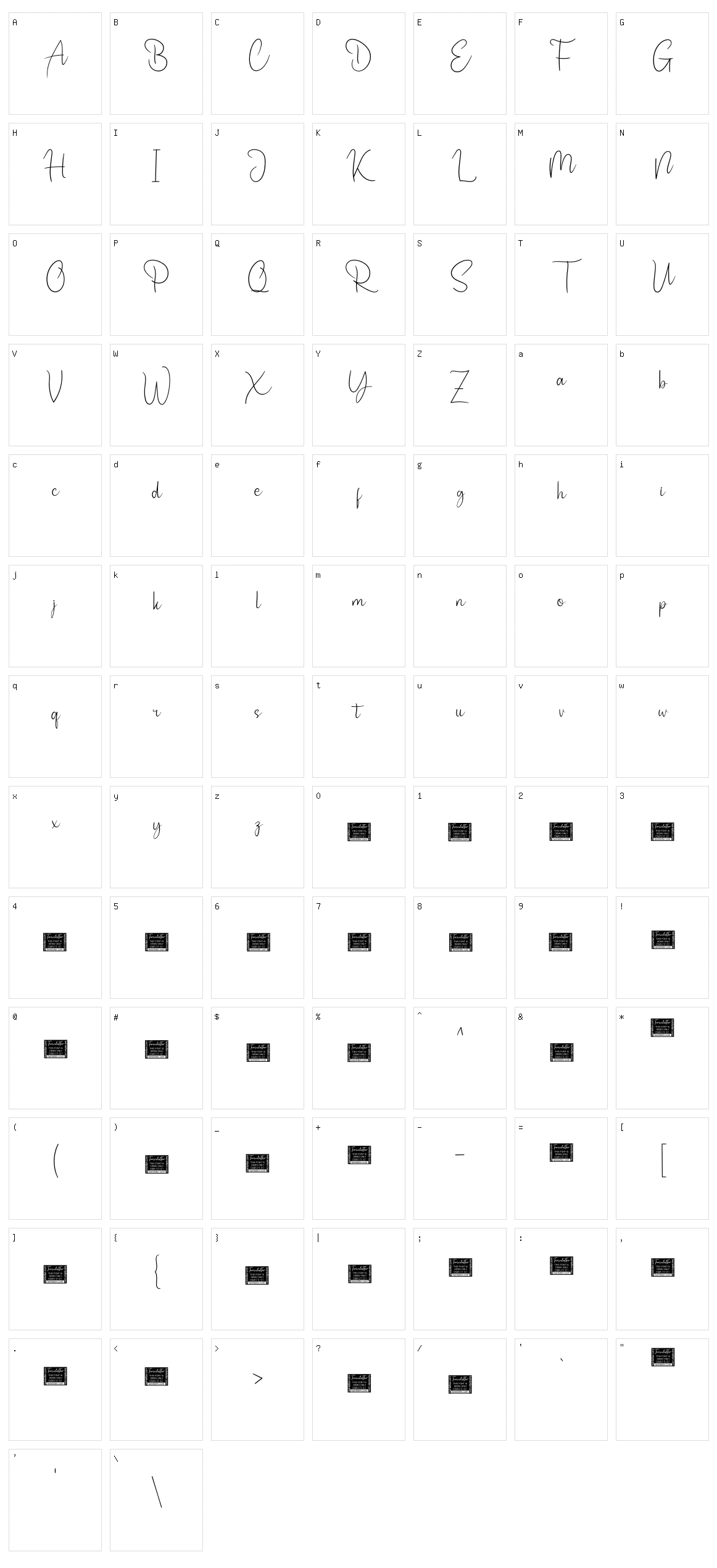 Nettally Character Set