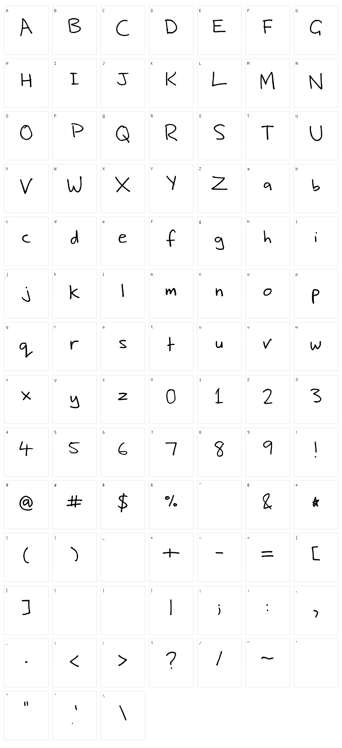 Nic's Handwriting Character Set