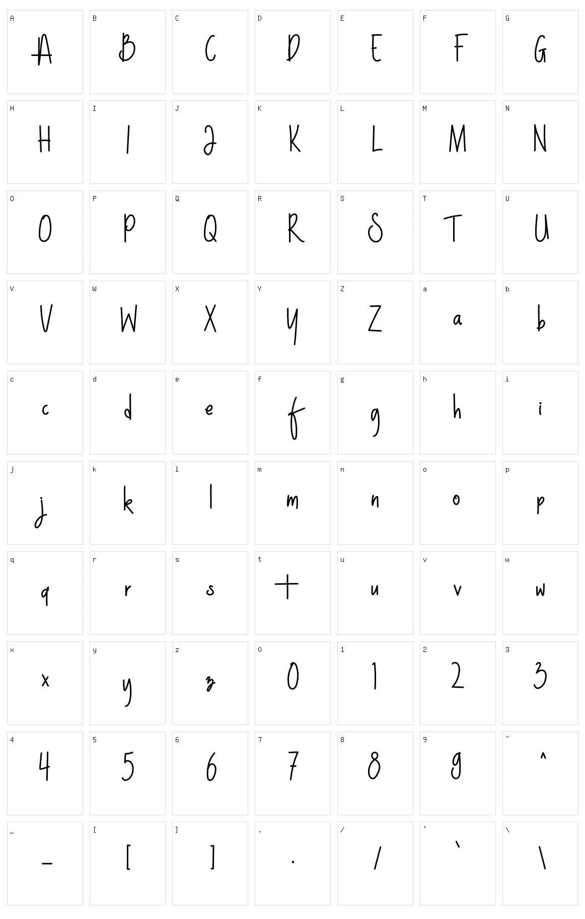 NightWork Character Set