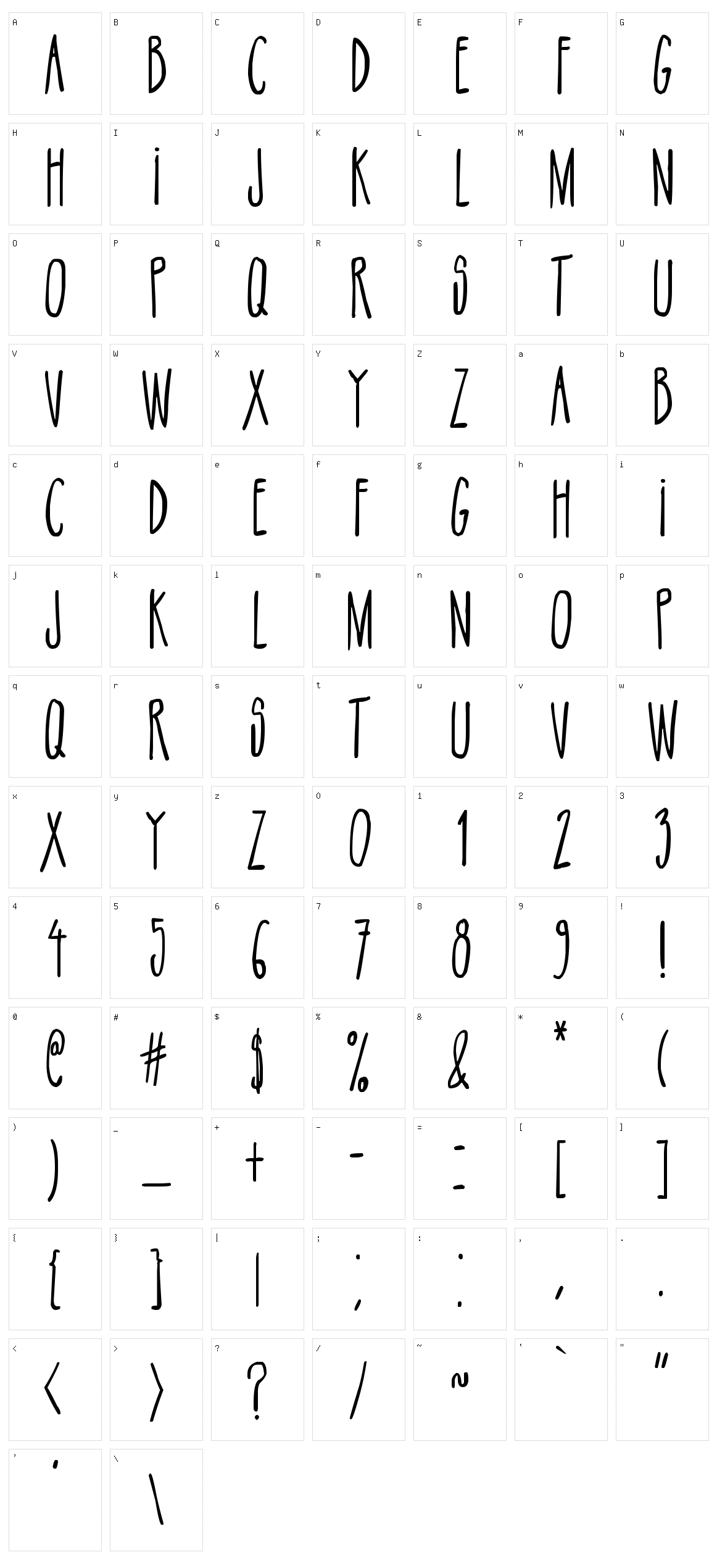 NikoFont Up Character Set