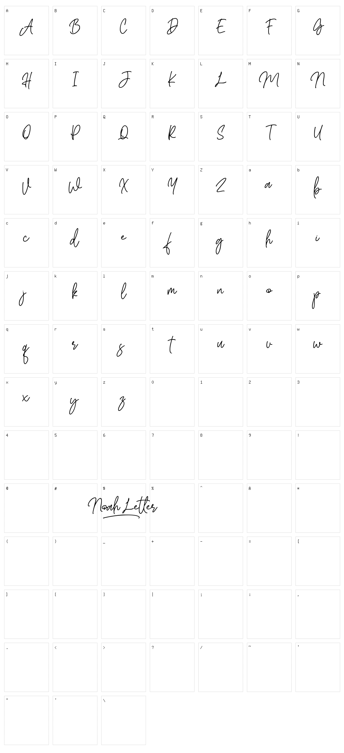 Noah Letter Character Set