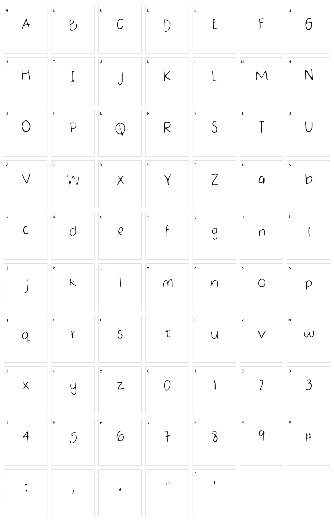 Normal Handwriting Character Set