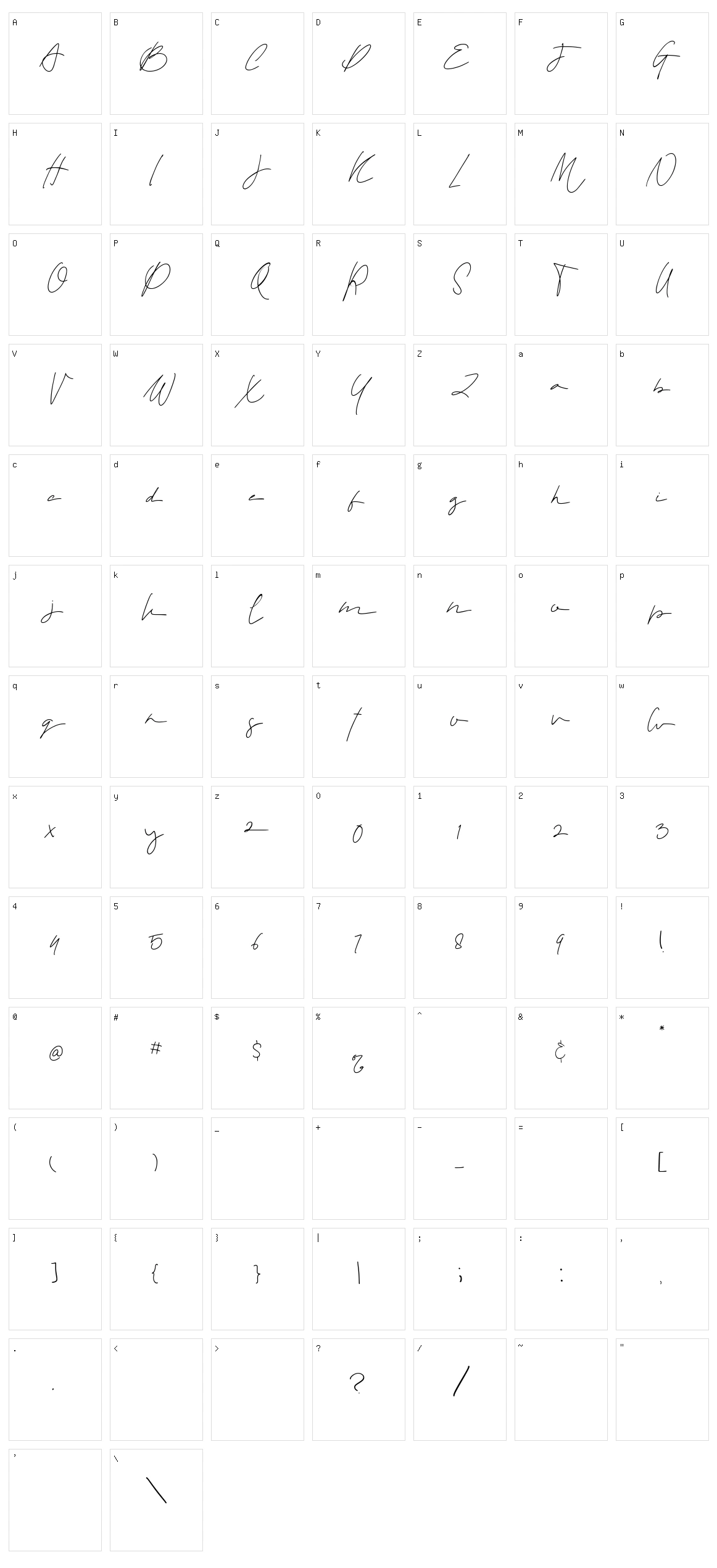 North Grenada Character Set