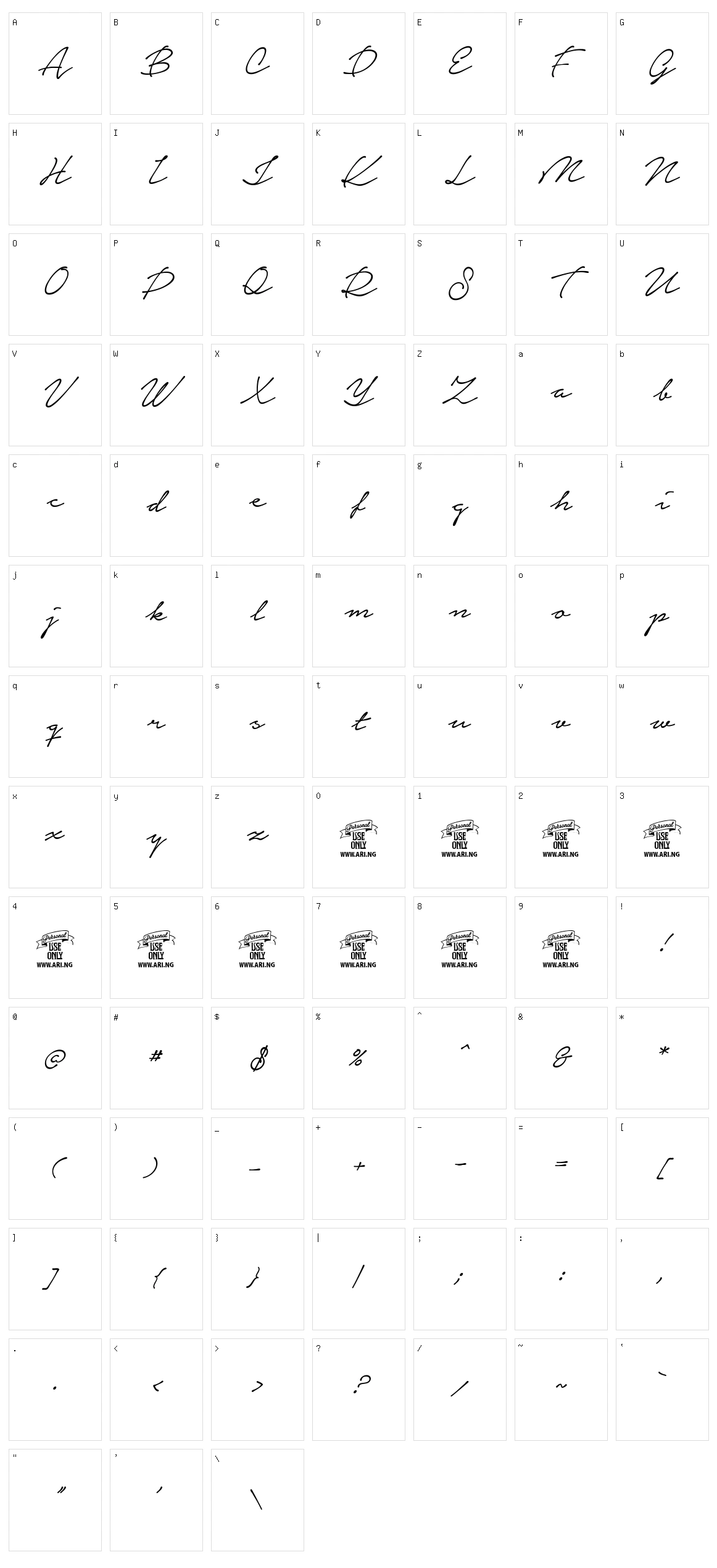 Notera Character Set