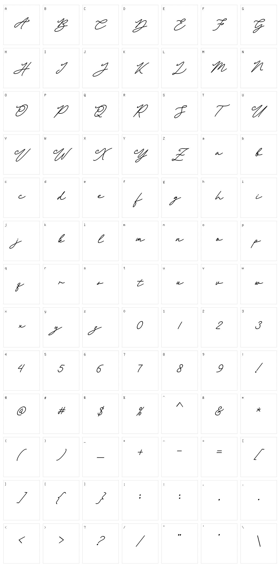 Obellia Script Character Set
