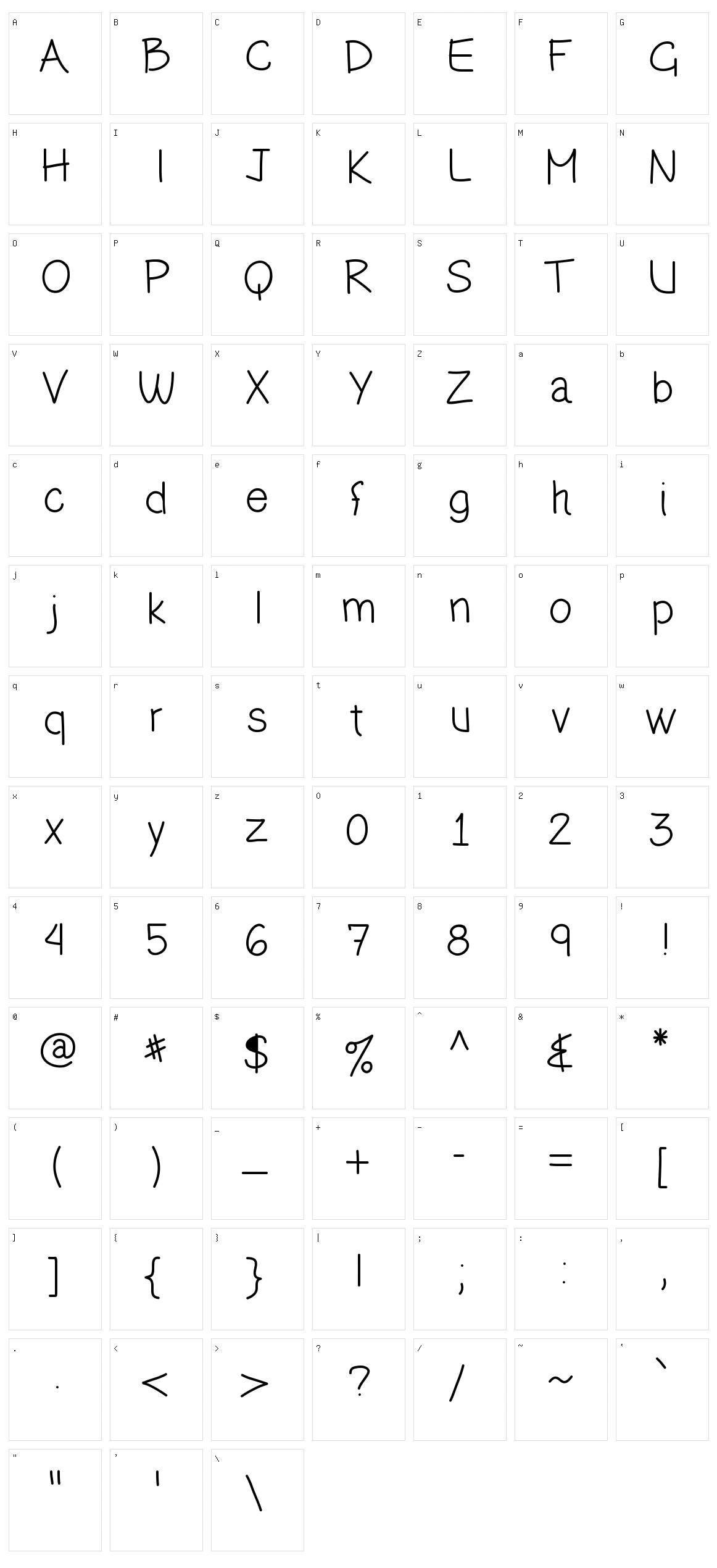 Olihand Character Set