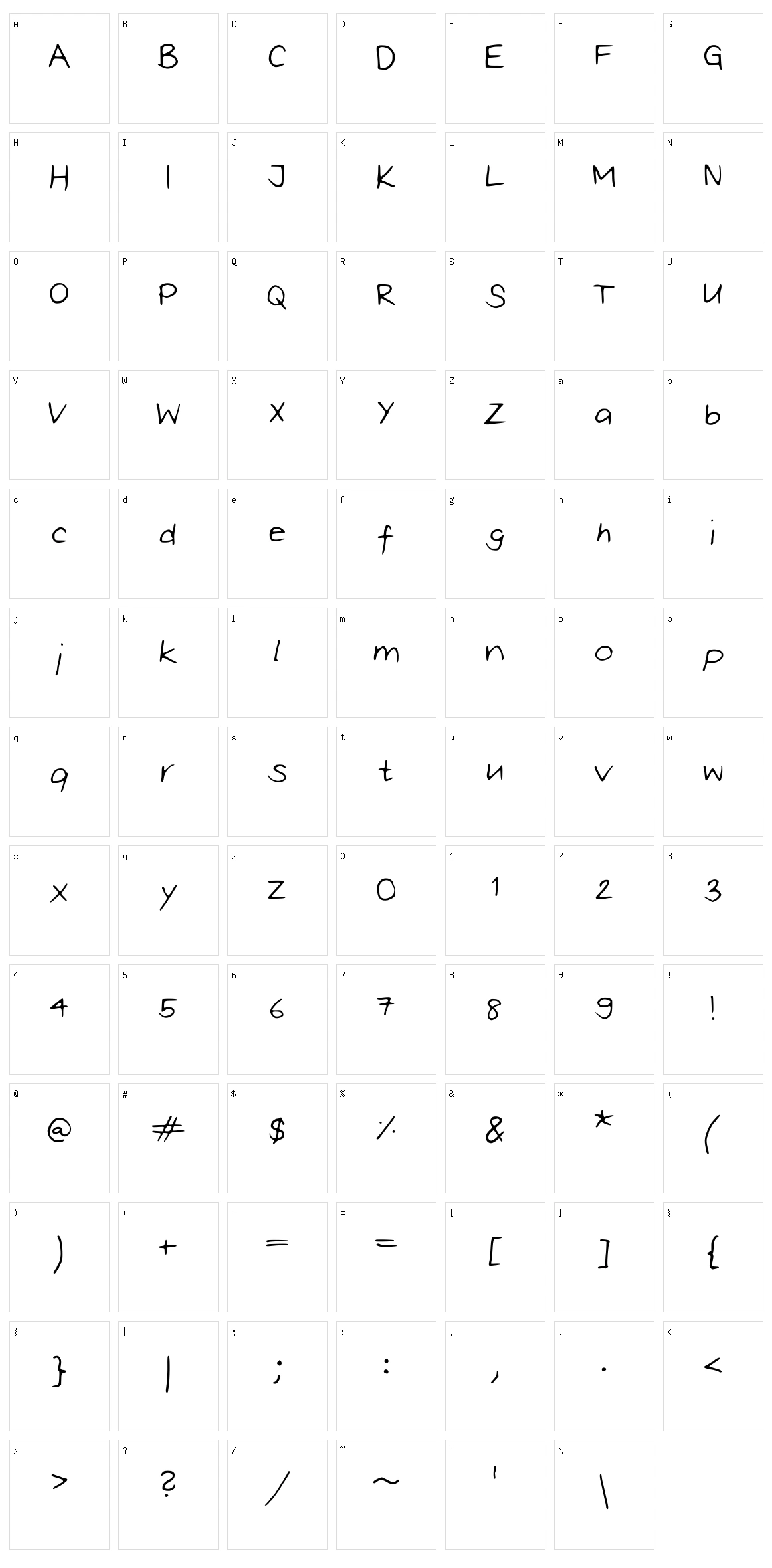 Olivia Script Character Set