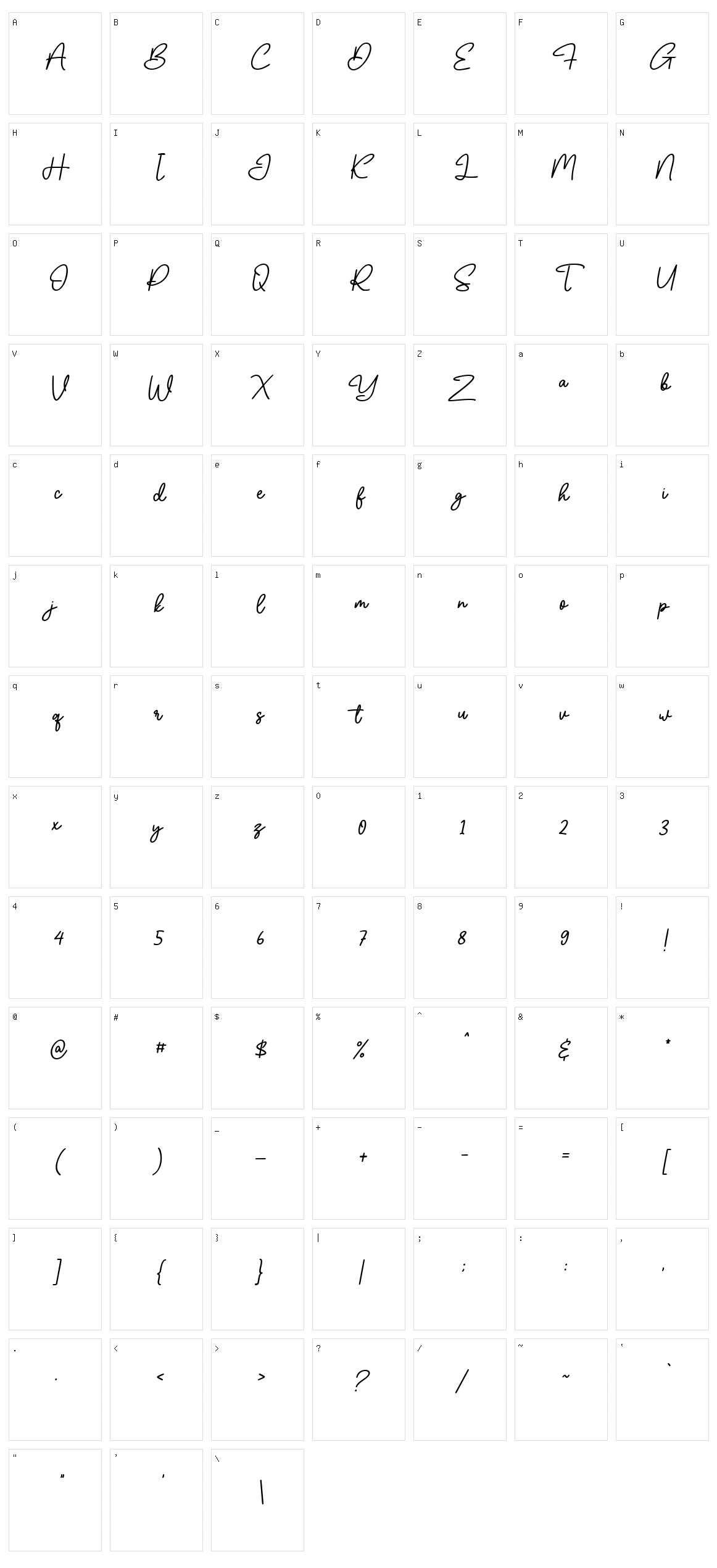 Olliverya Character Set