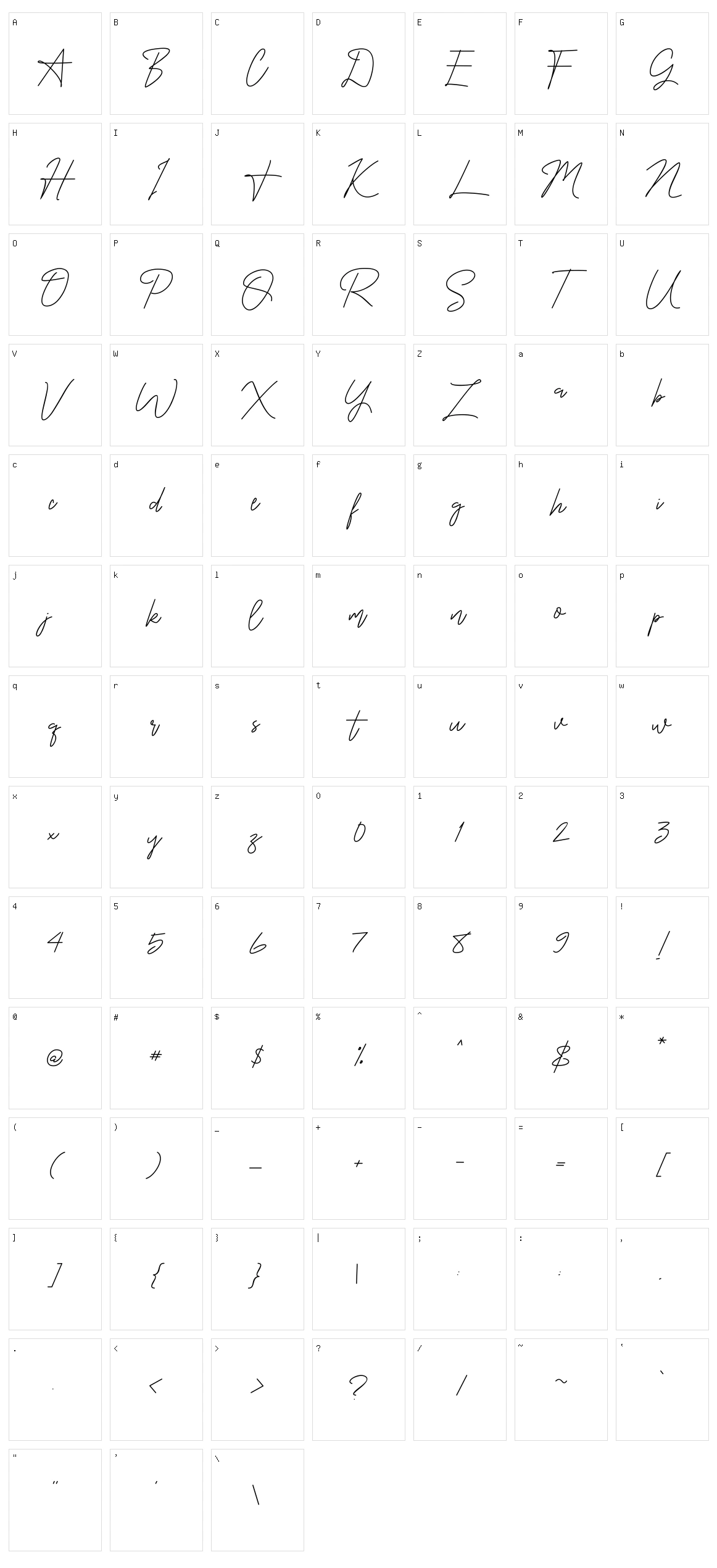 One silver Signature Character Set